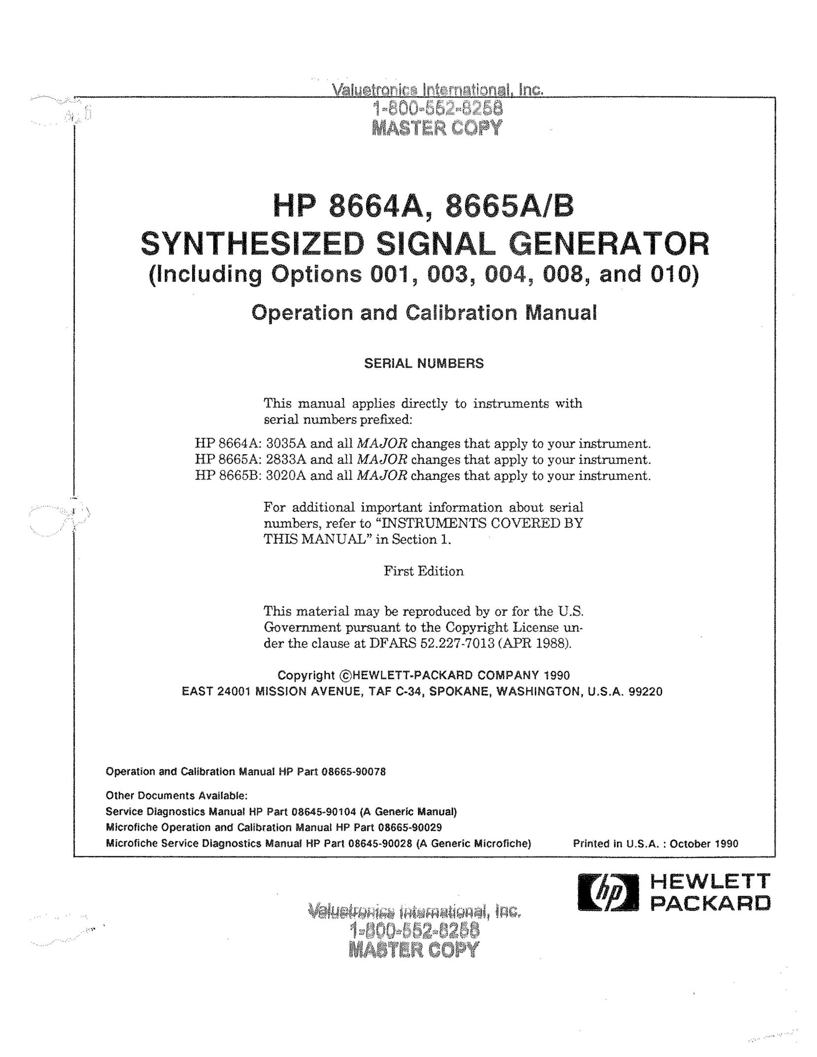 HP (Hewlett-Packard) HP8664A Stereo System User Manual