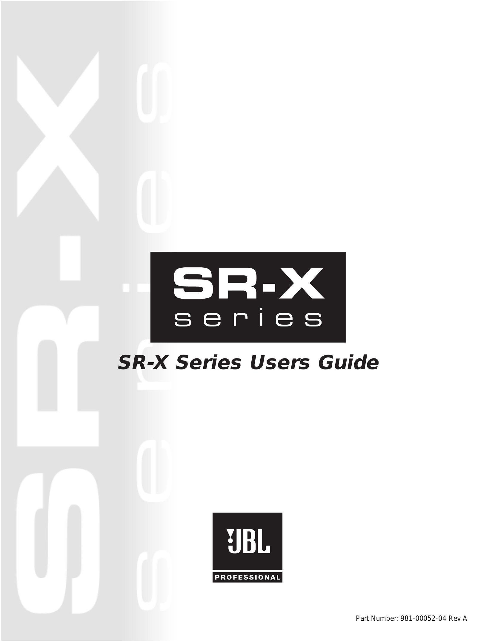 JBL SR-X Series Stereo System User Manual