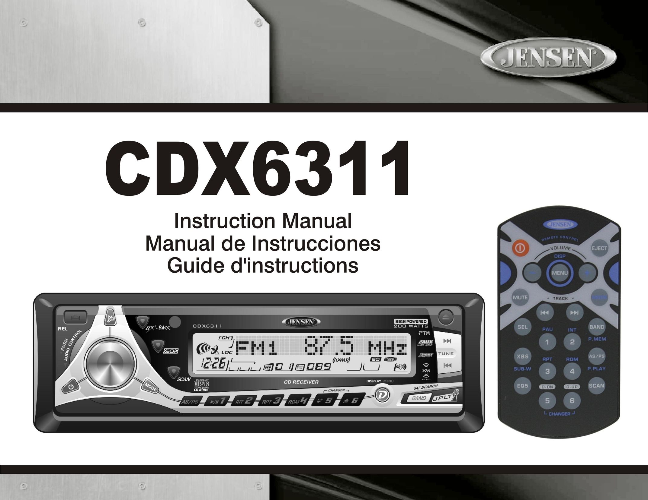 Jensen CDX6311 Stereo System User Manual
