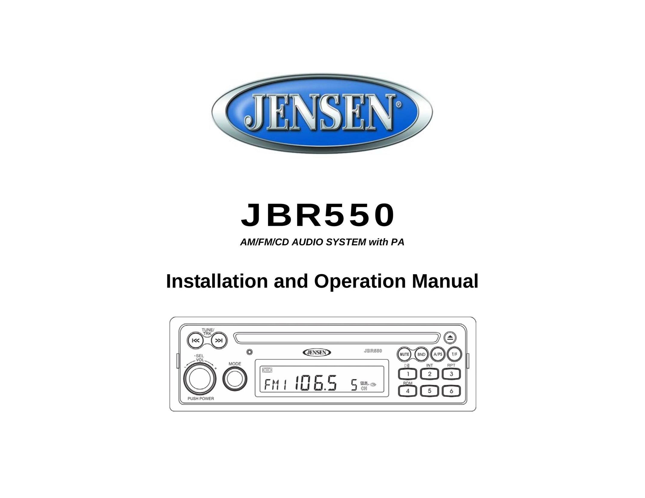 Jensen JBR550 Stereo System User Manual