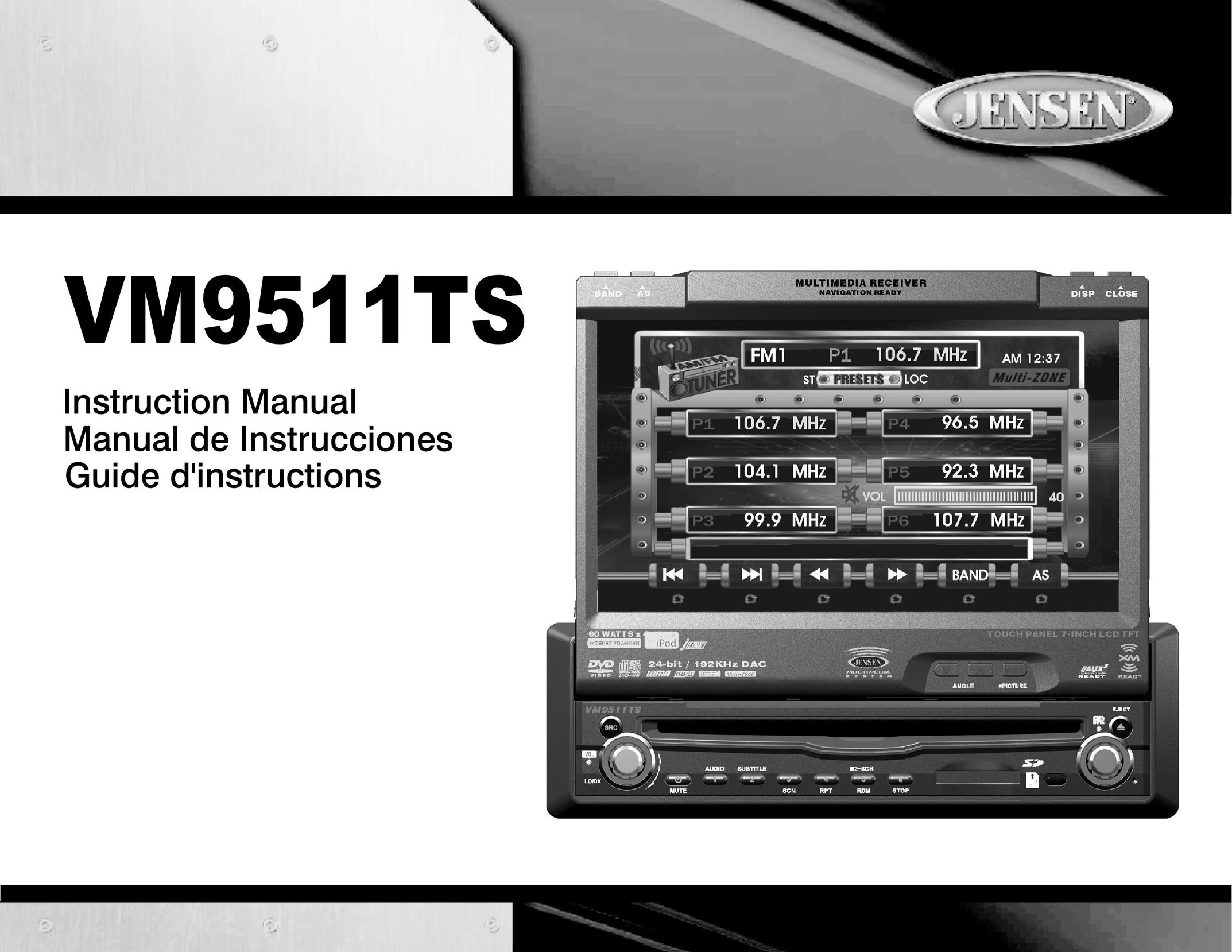 Jensen Tools VM9511TS Stereo System User Manual