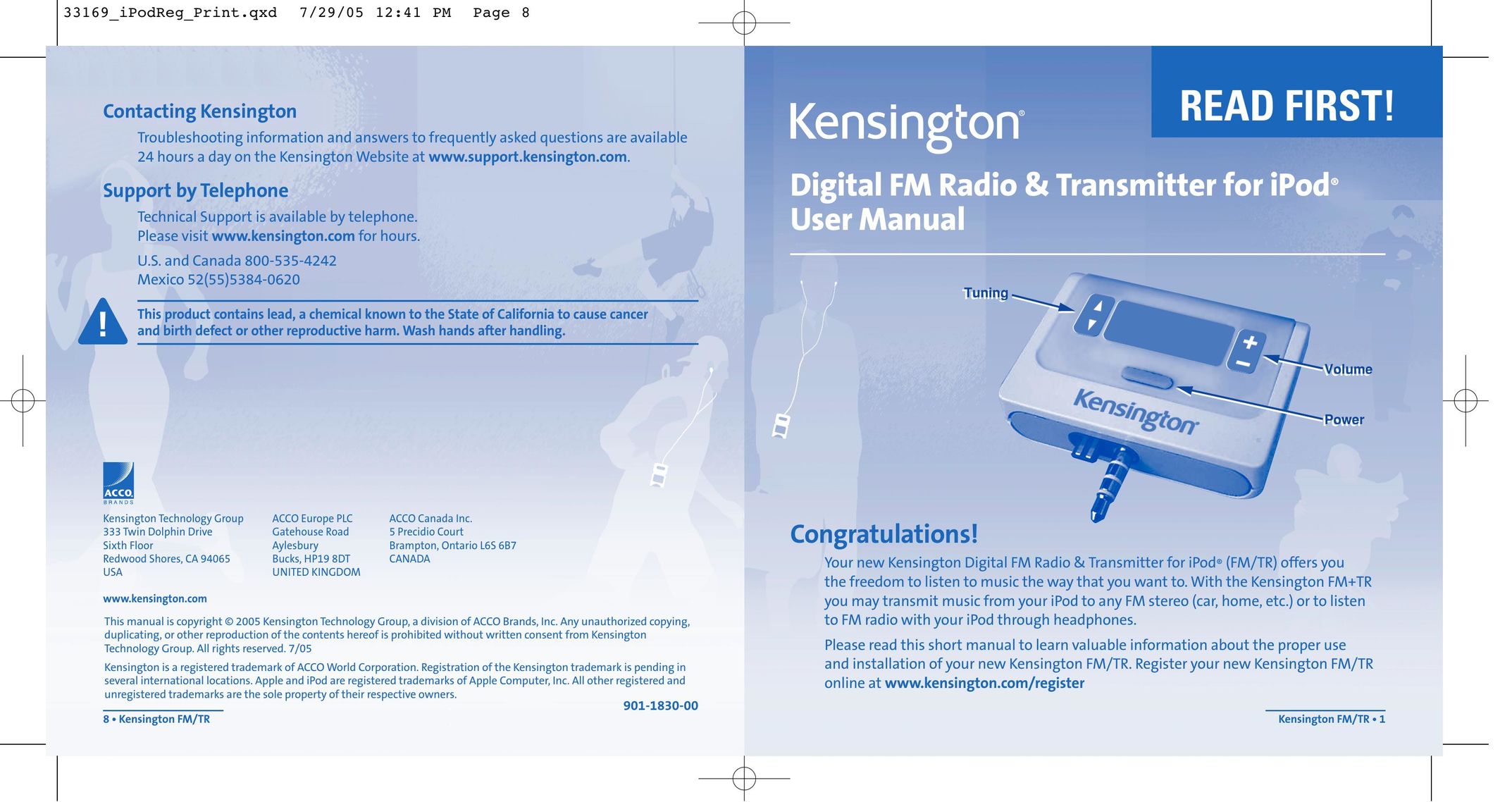 Kensington Digital FM Radio & Transmitter Stereo System User Manual