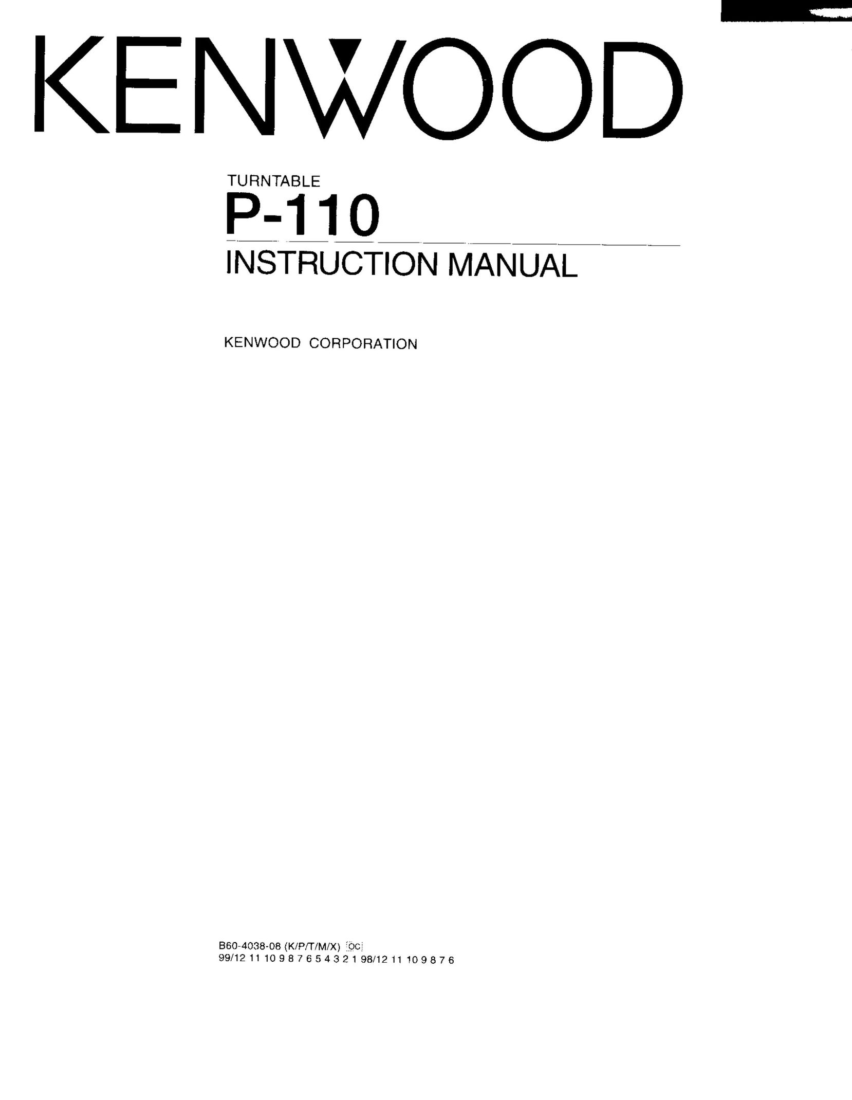 Kenwood 110 Stereo System User Manual