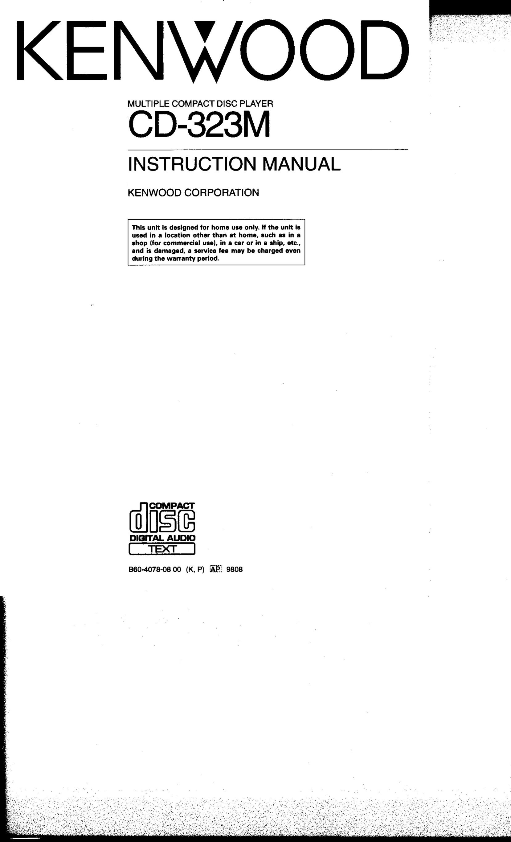 Kenwood CD-323M Stereo System User Manual