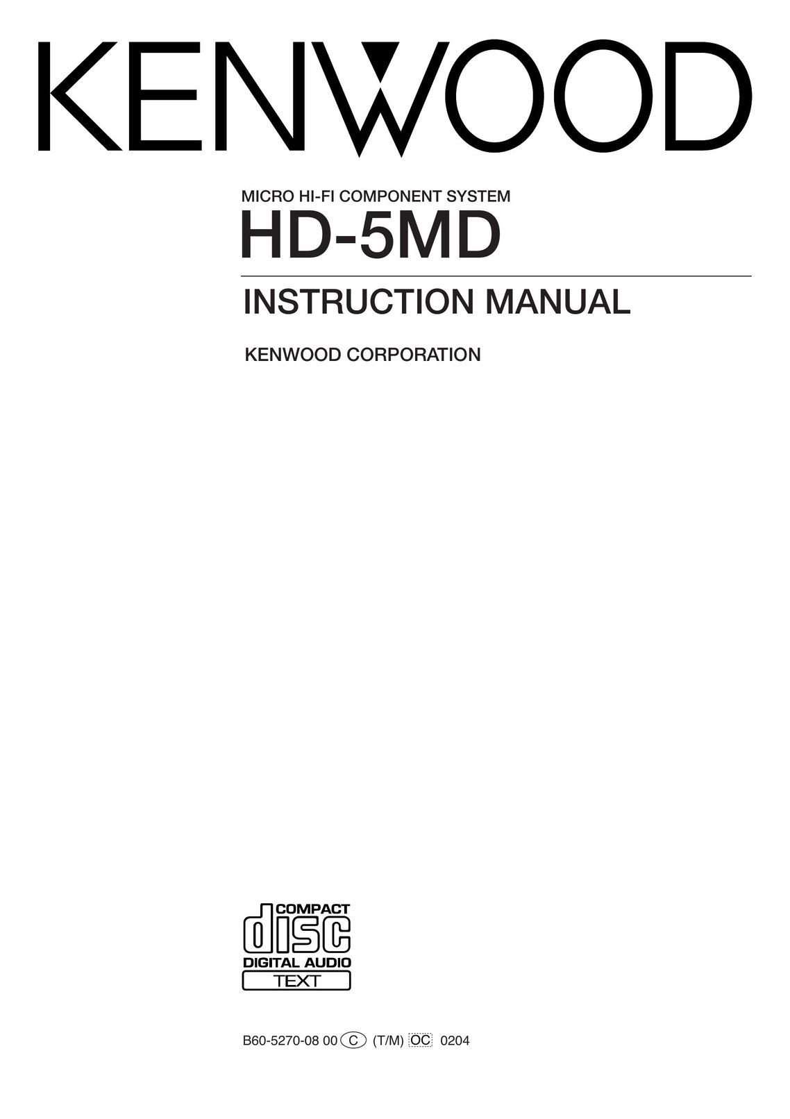 Kenwood HD-5MD Stereo System User Manual
