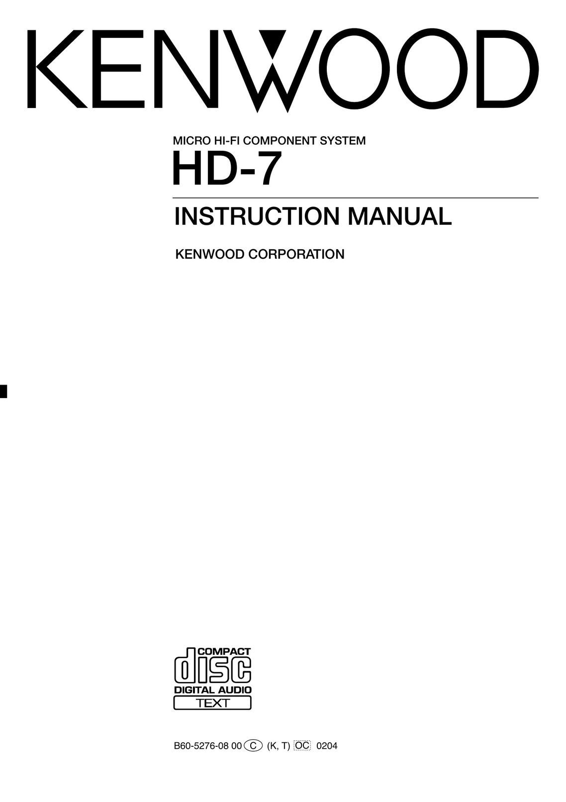 Kenwood HD-7 Stereo System User Manual