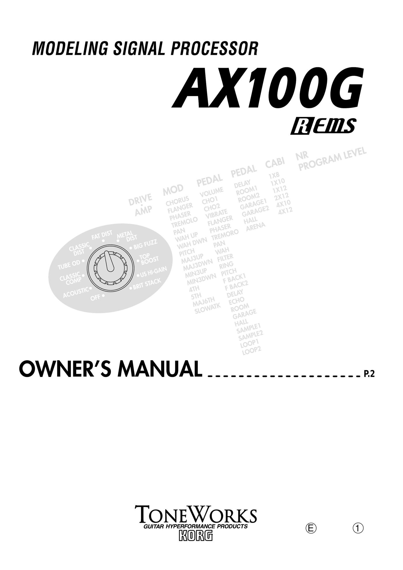 Korg AX100G Stereo System User Manual