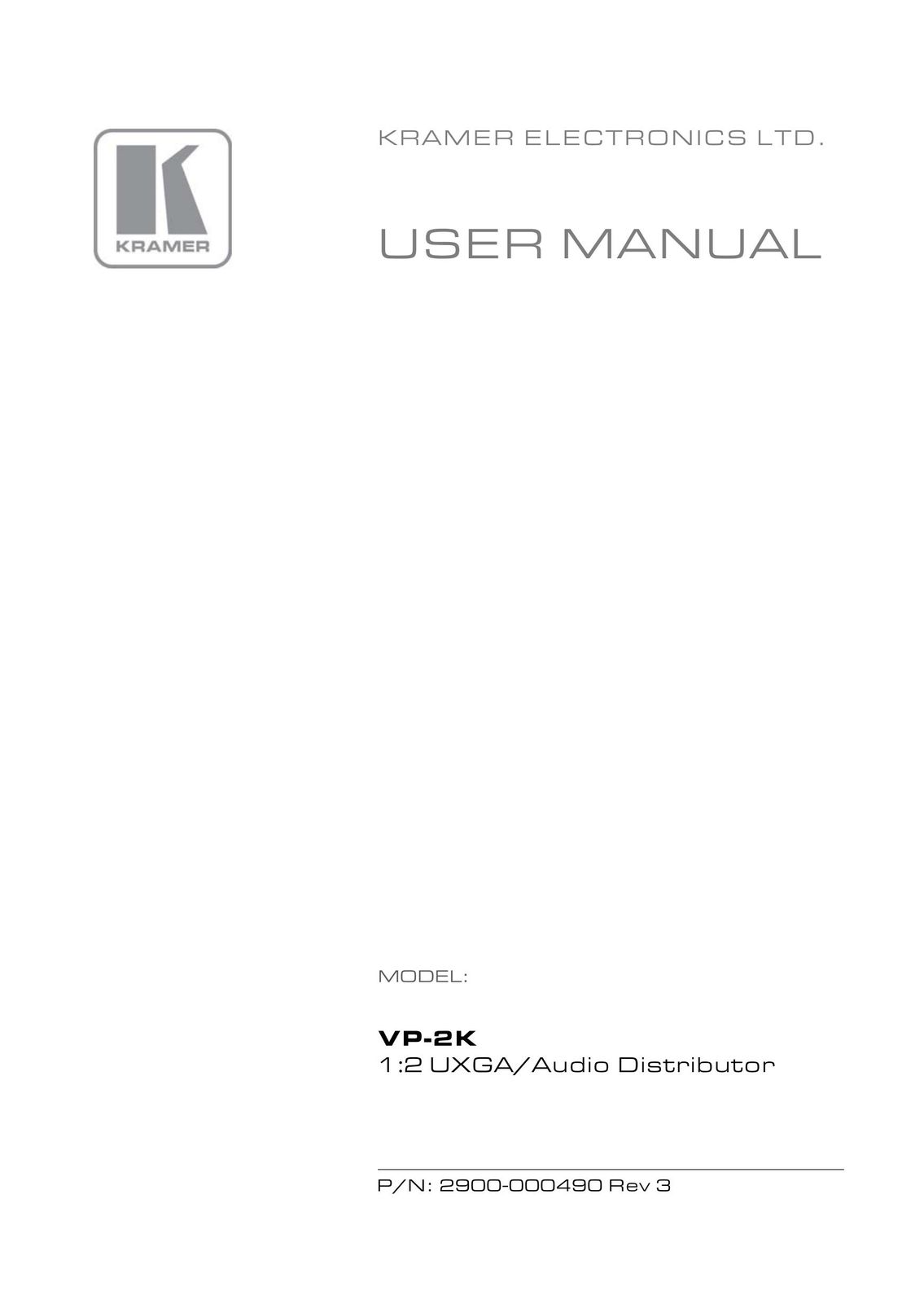 Kramer Electronics 2900-000490 Rev 3 Stereo System User Manual
