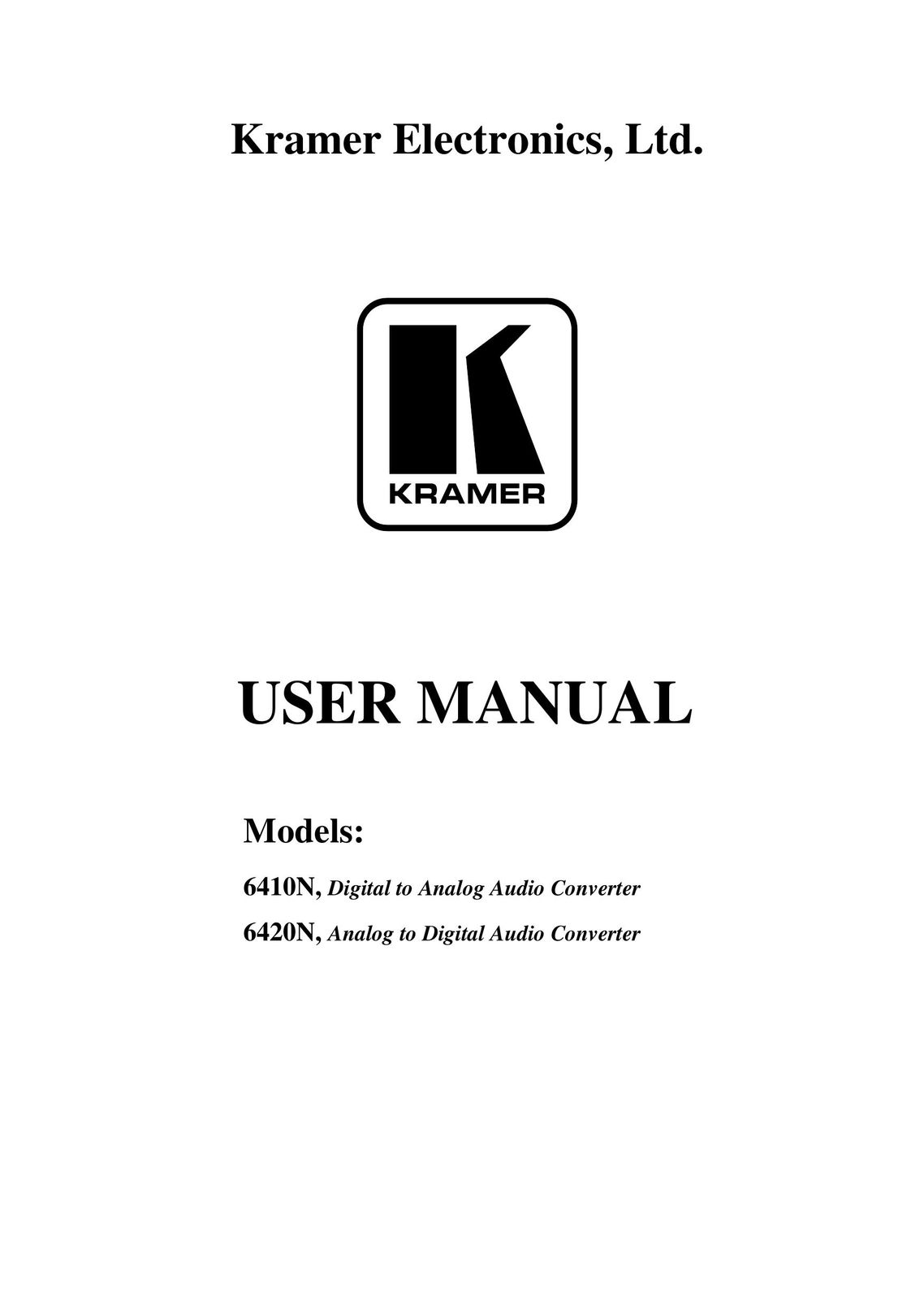 Kramer Electronics 6410N Stereo System User Manual