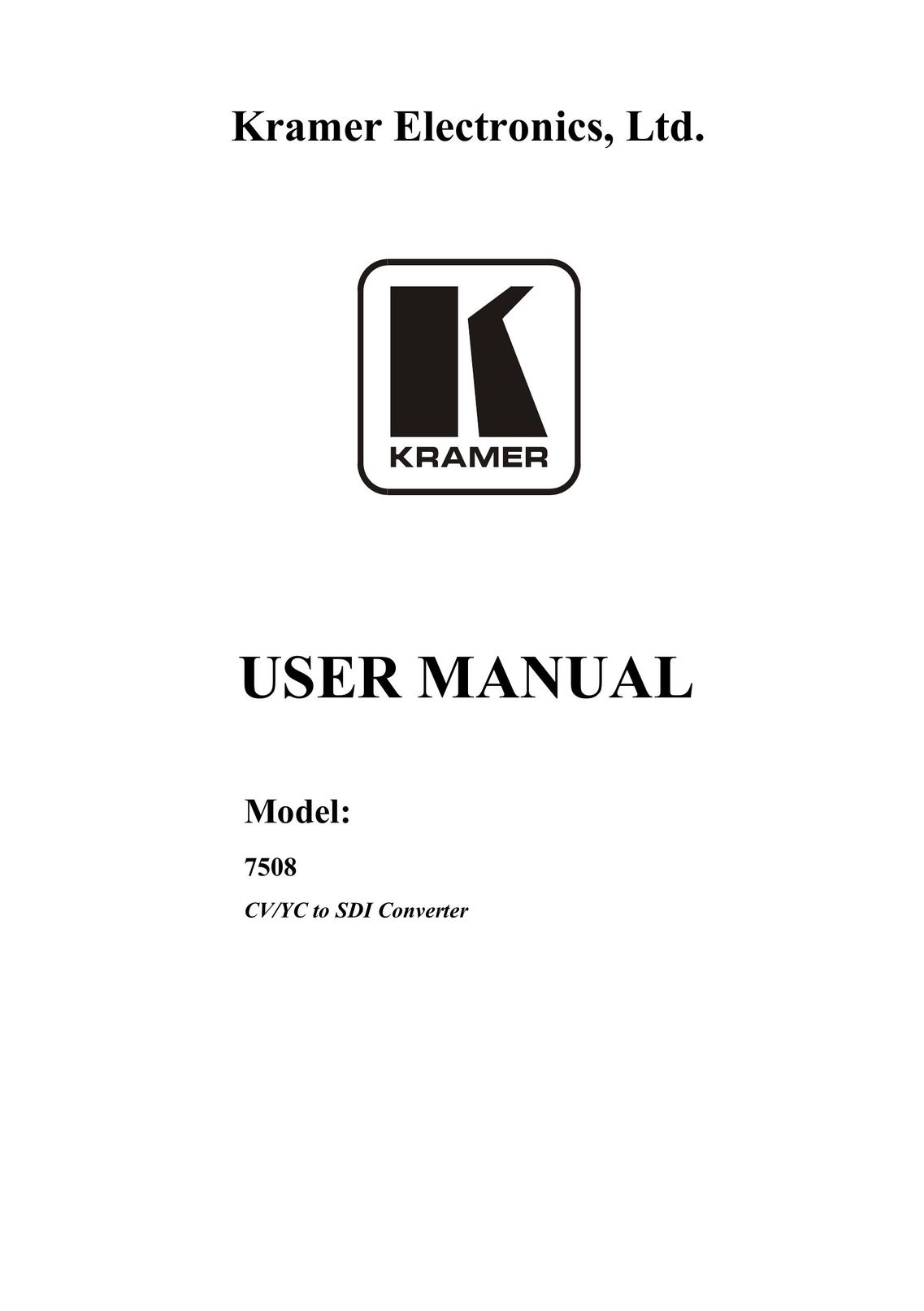 Kramer Electronics 7508 Stereo System User Manual