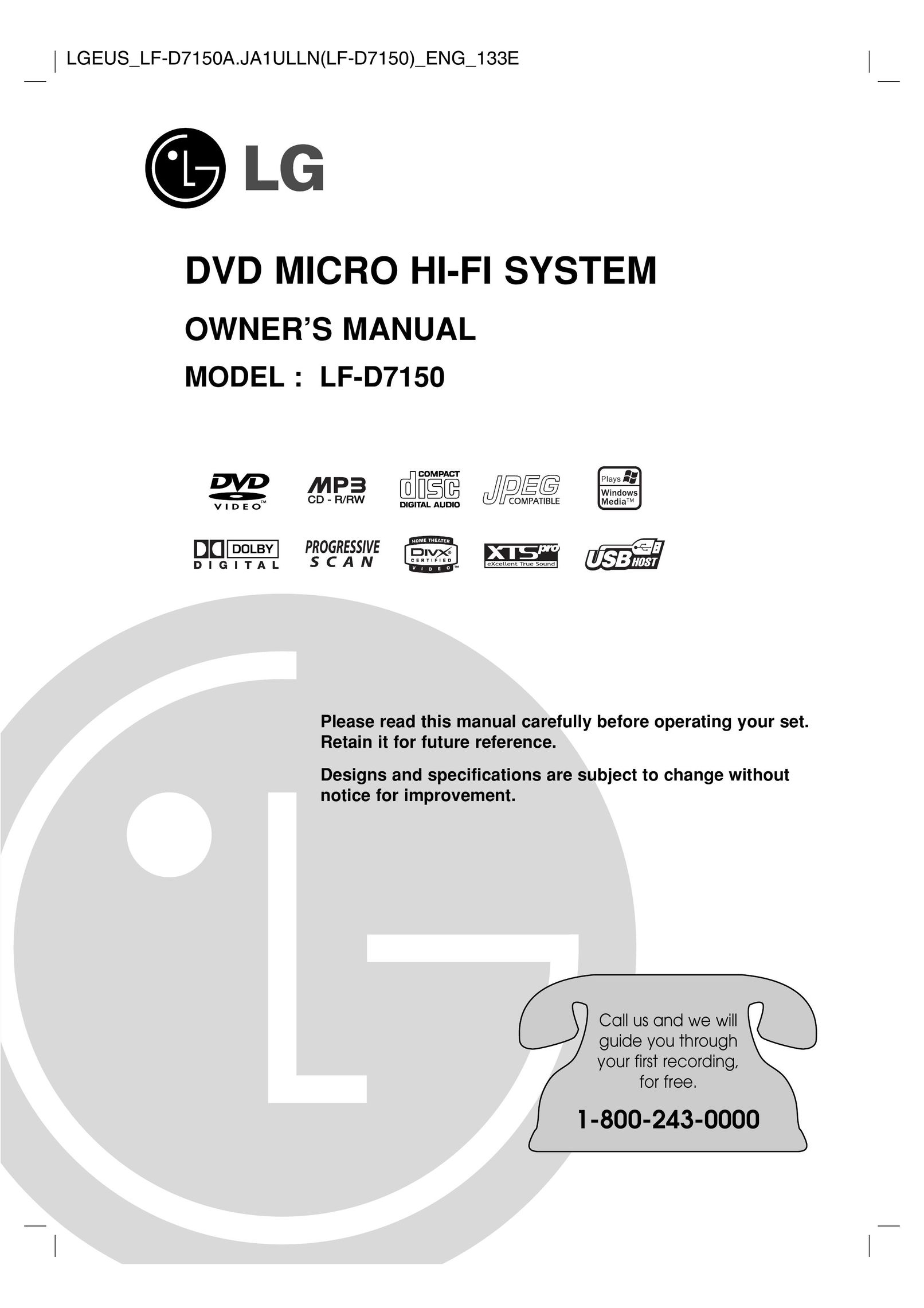 LG Electronics LF-D7150 Stereo System User Manual