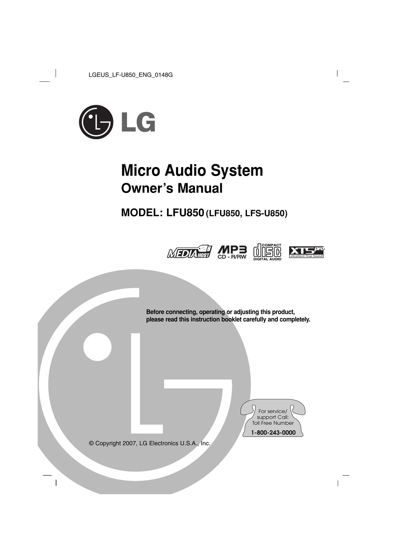 LG Electronics LF-U850 Stereo System User Manual