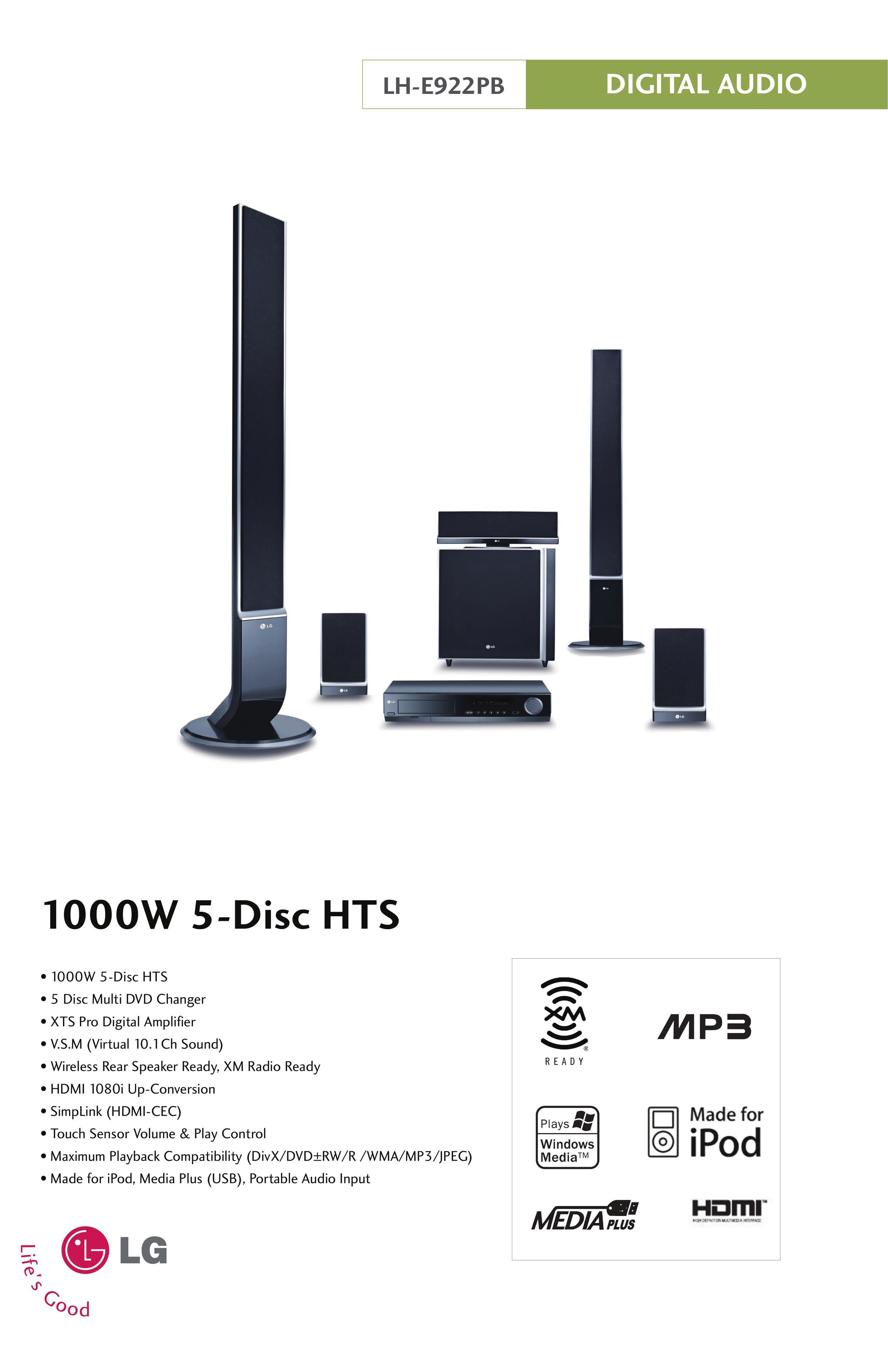 LG Electronics LH-E922PB Stereo System User Manual