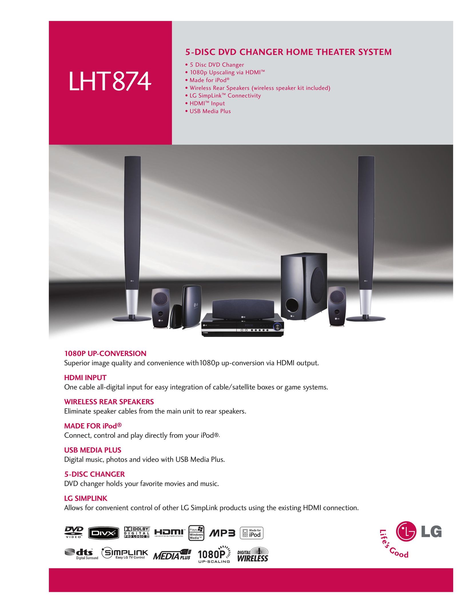 LG Electronics LHT874 Stereo System User Manual
