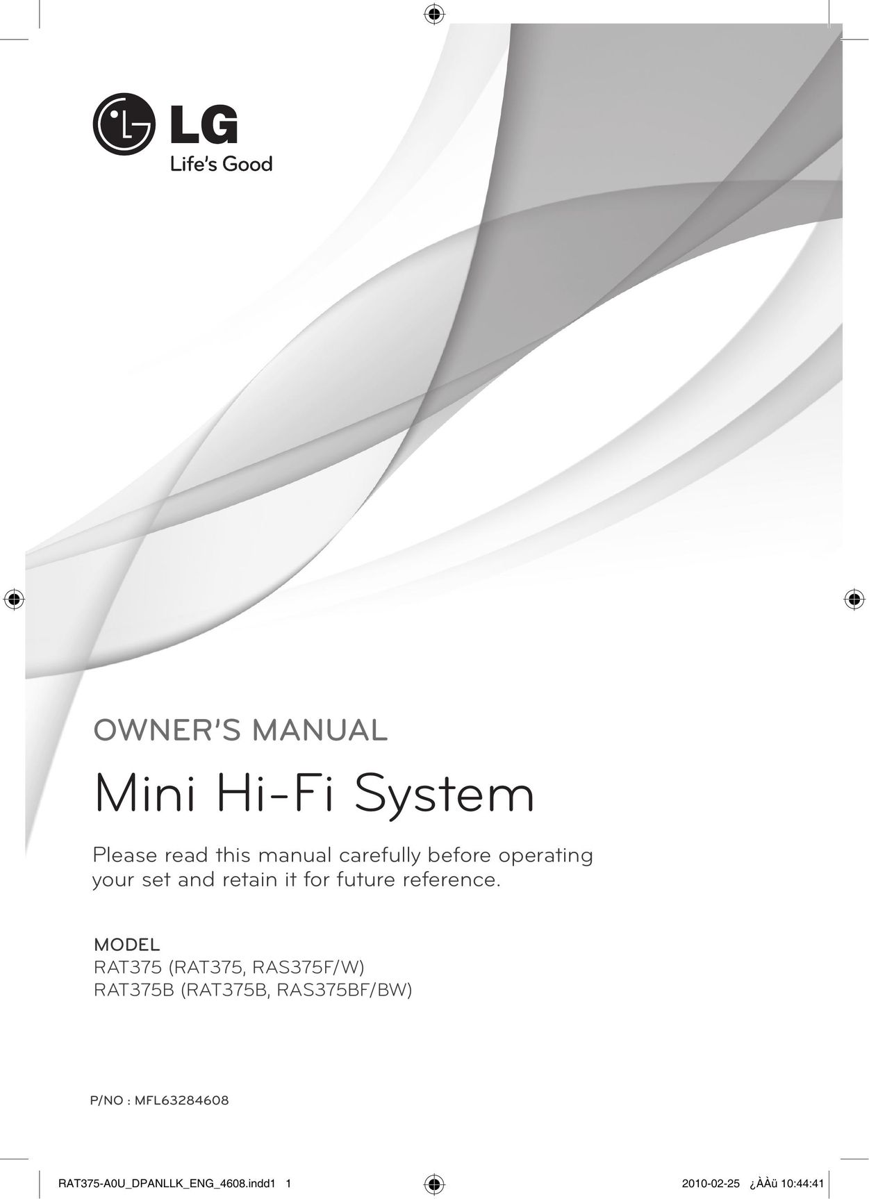 LG Electronics MFL63284608 Stereo System User Manual