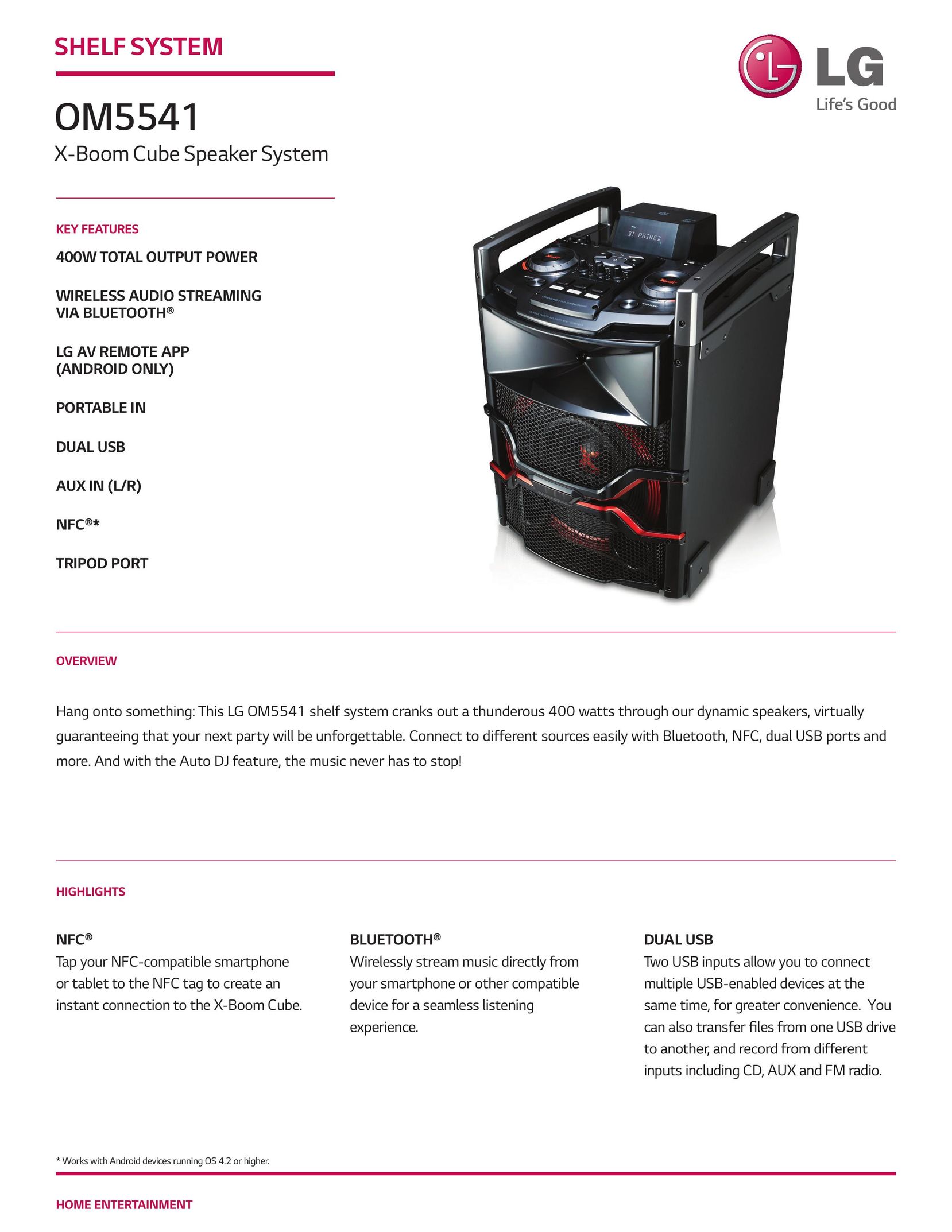 LG Electronics OM5541 Stereo System User Manual