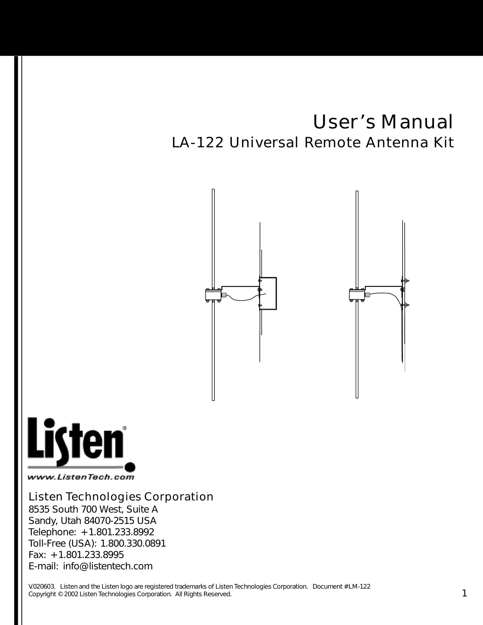 Listen Technologies LA-122 Stereo System User Manual