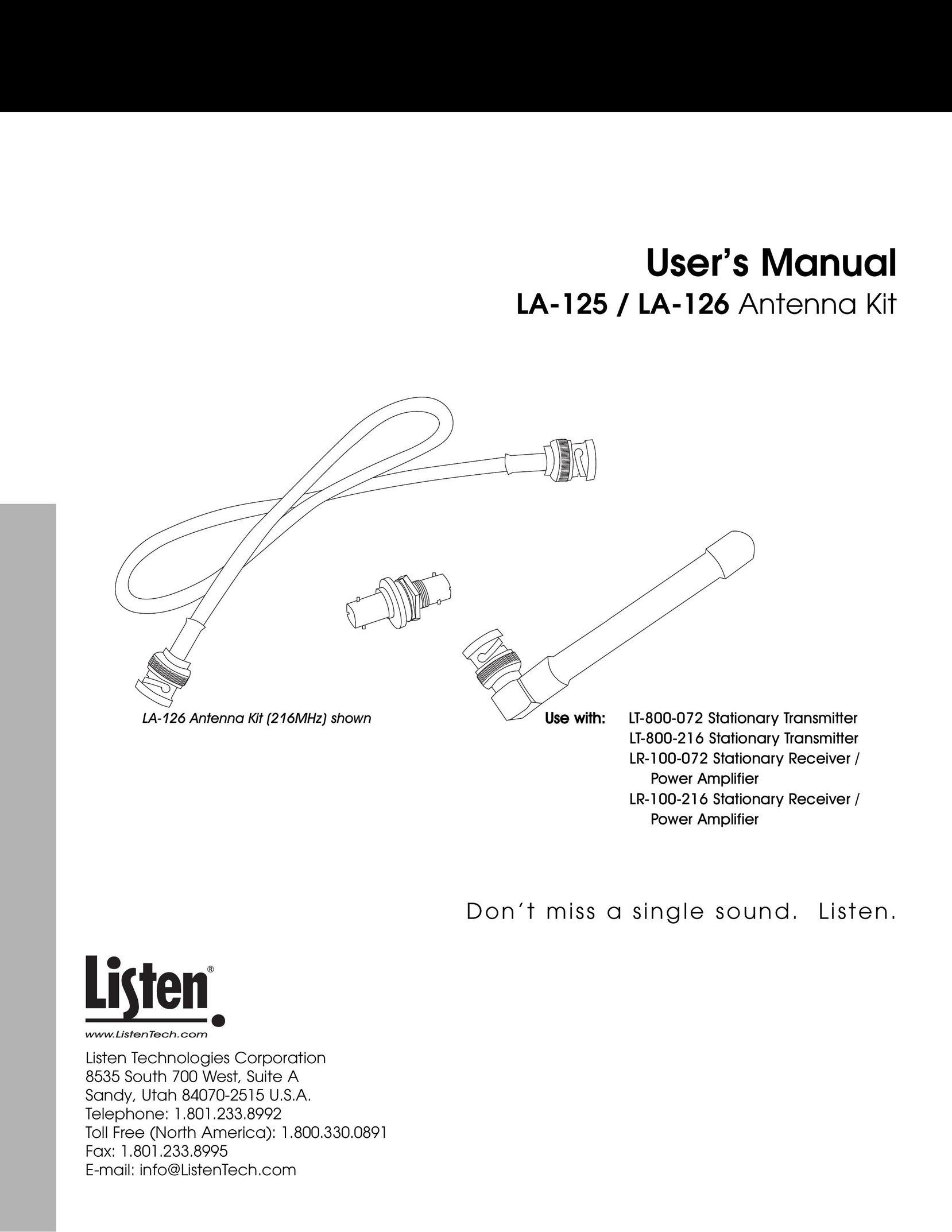 Listen Technologies LA-125 Stereo System User Manual