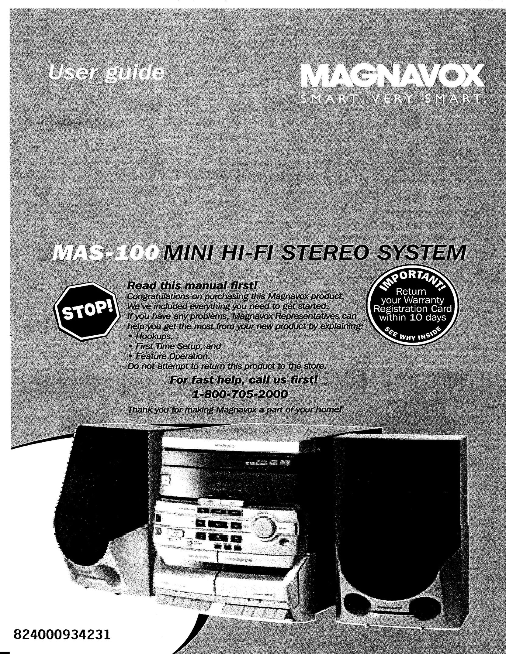 Magnavox MAS-100 Stereo System User Manual