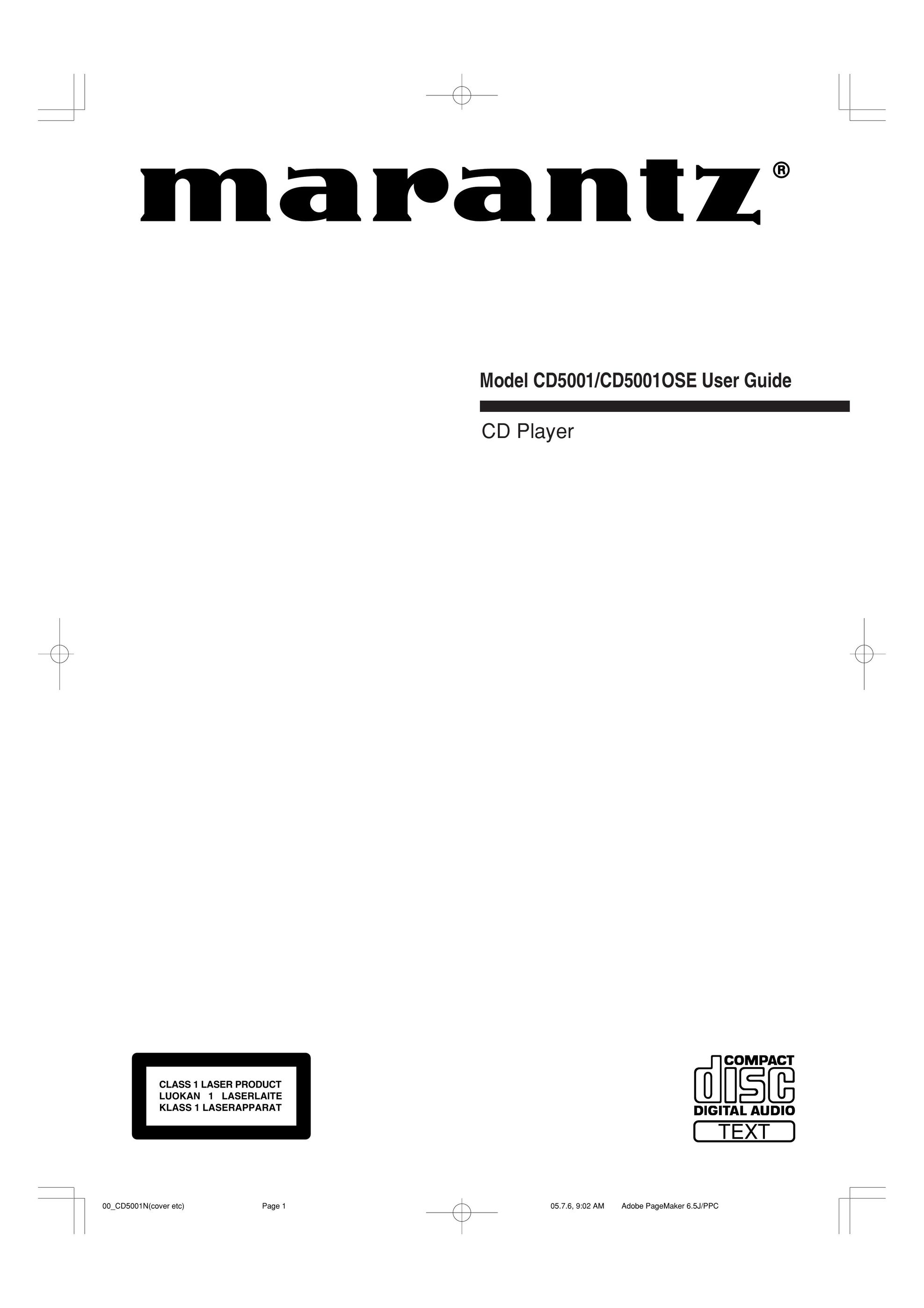 Marantz CD5001 Stereo System User Manual