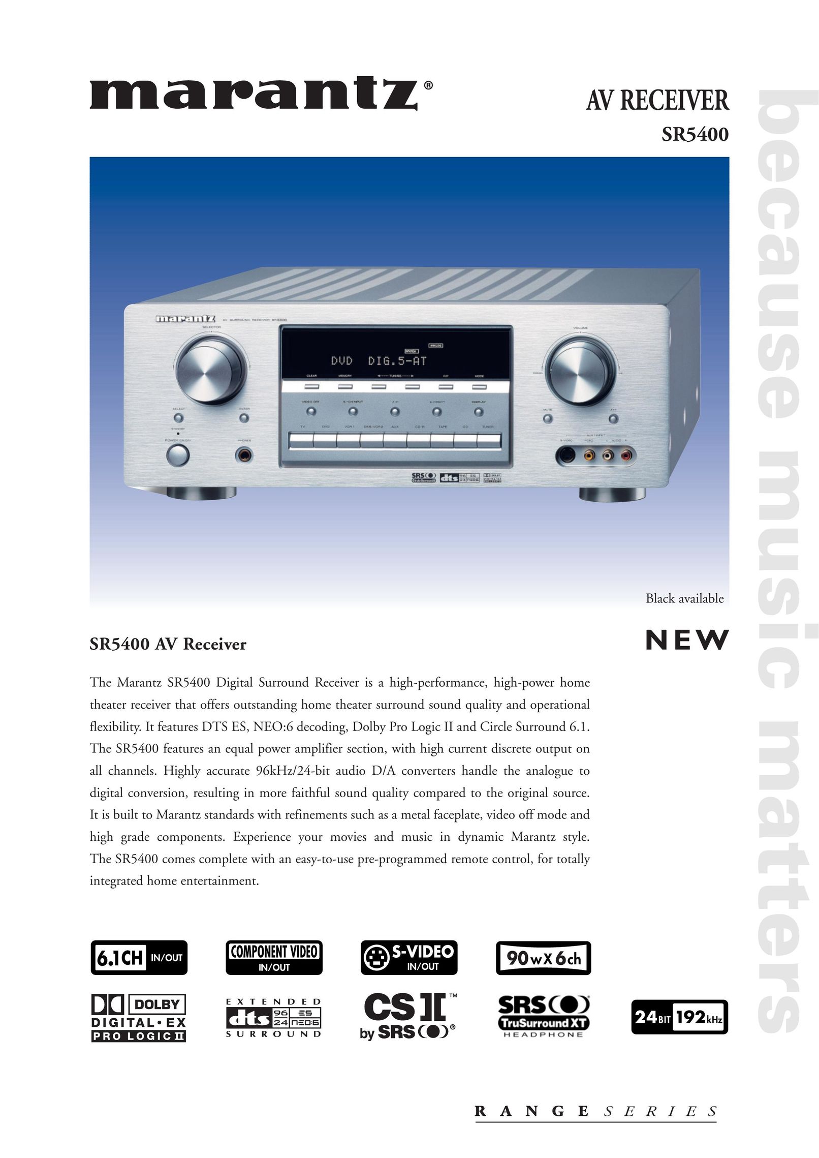 Marantz SR5400 Stereo System User Manual