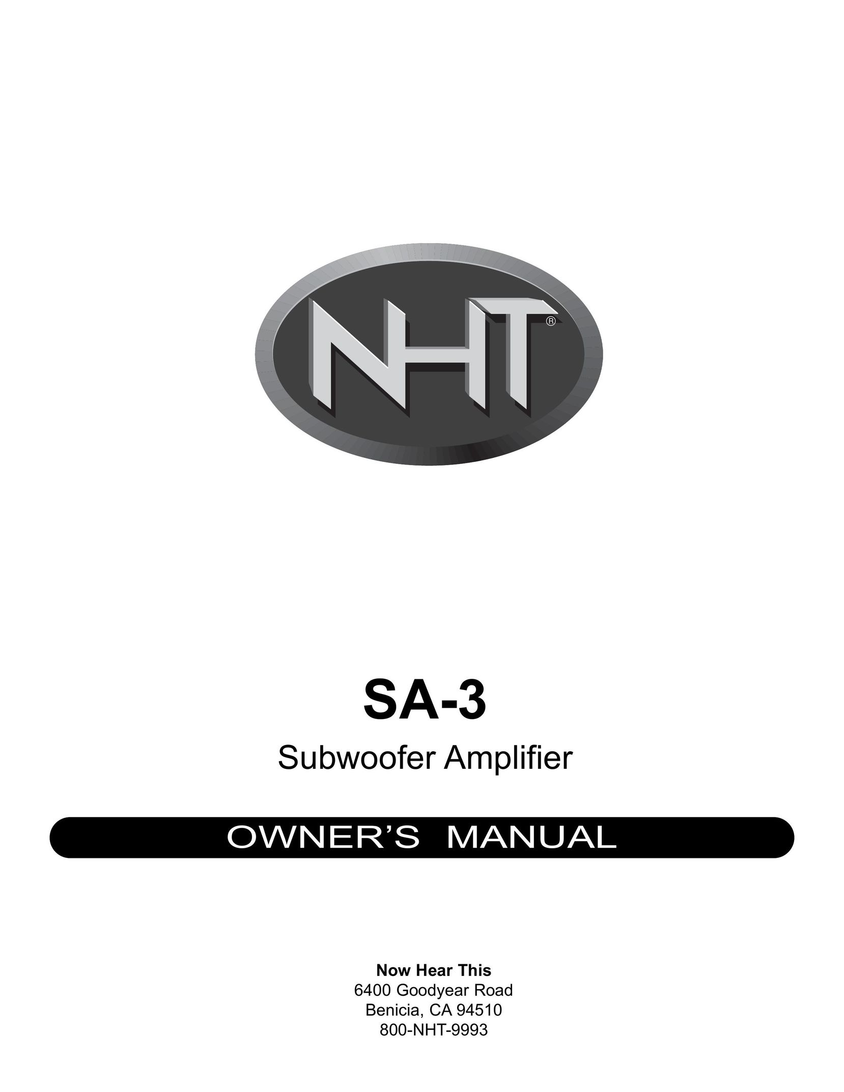 NHT SA-3 Stereo System User Manual