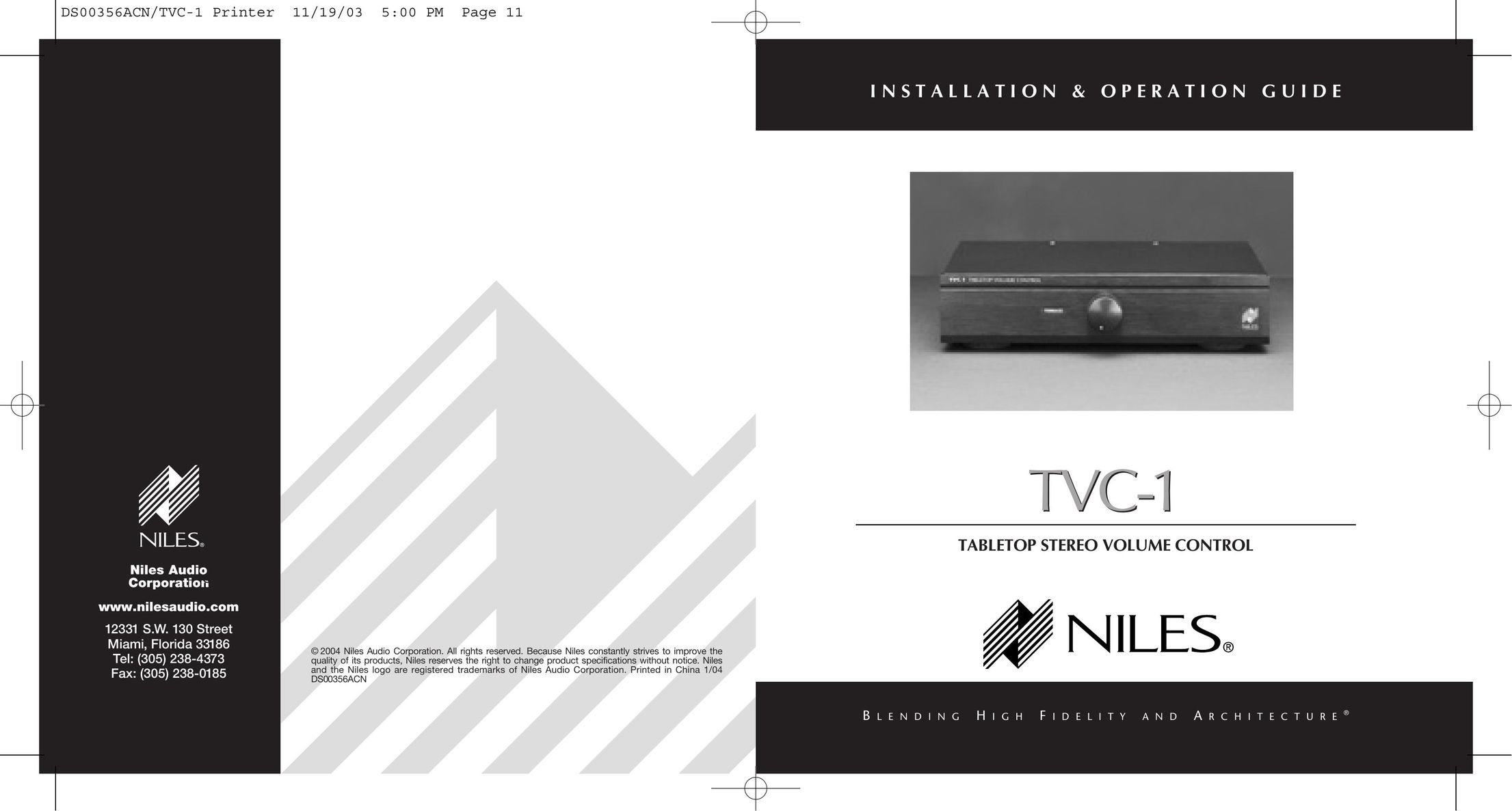 Niles Audio DS00356ACN Stereo System User Manual