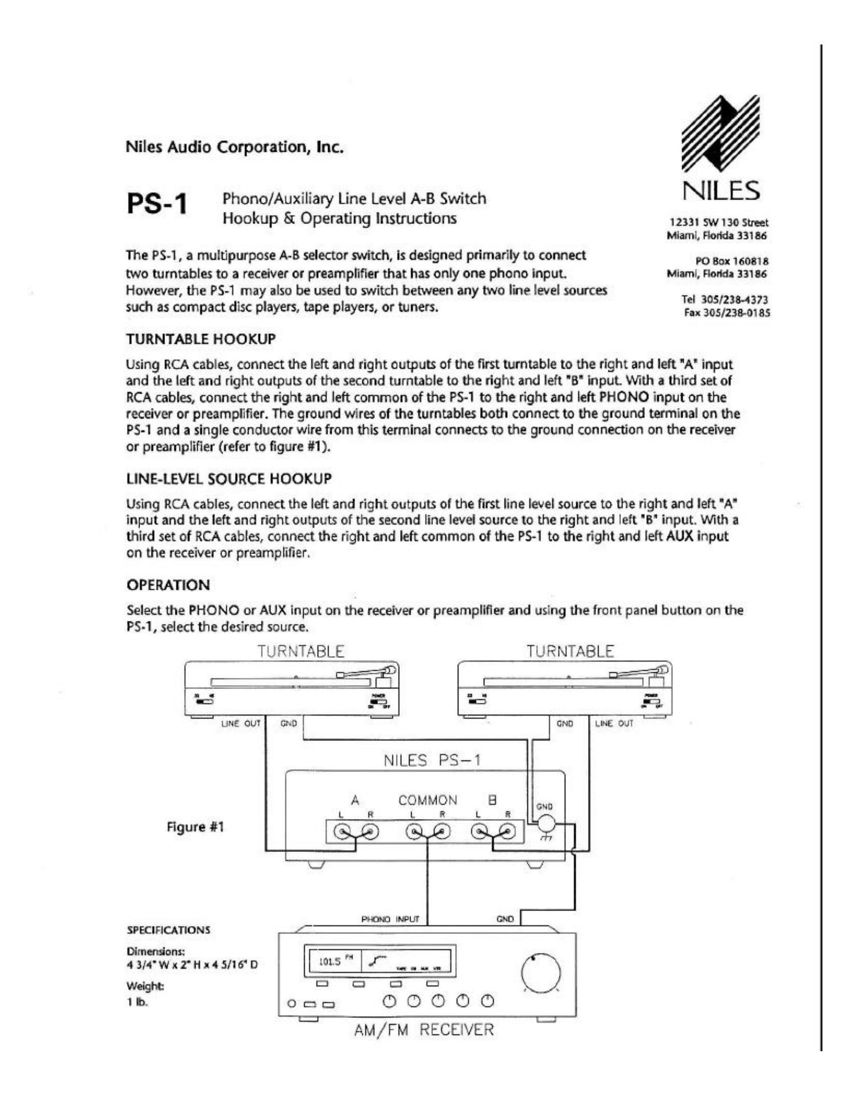 Niles Audio PS-1 Stereo System User Manual