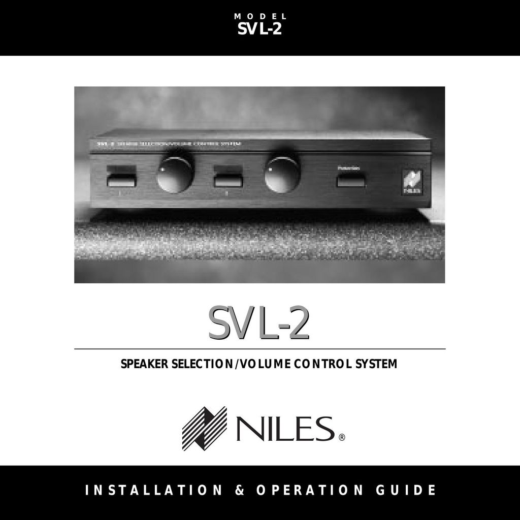 Niles Audio SVL-2 Stereo System User Manual