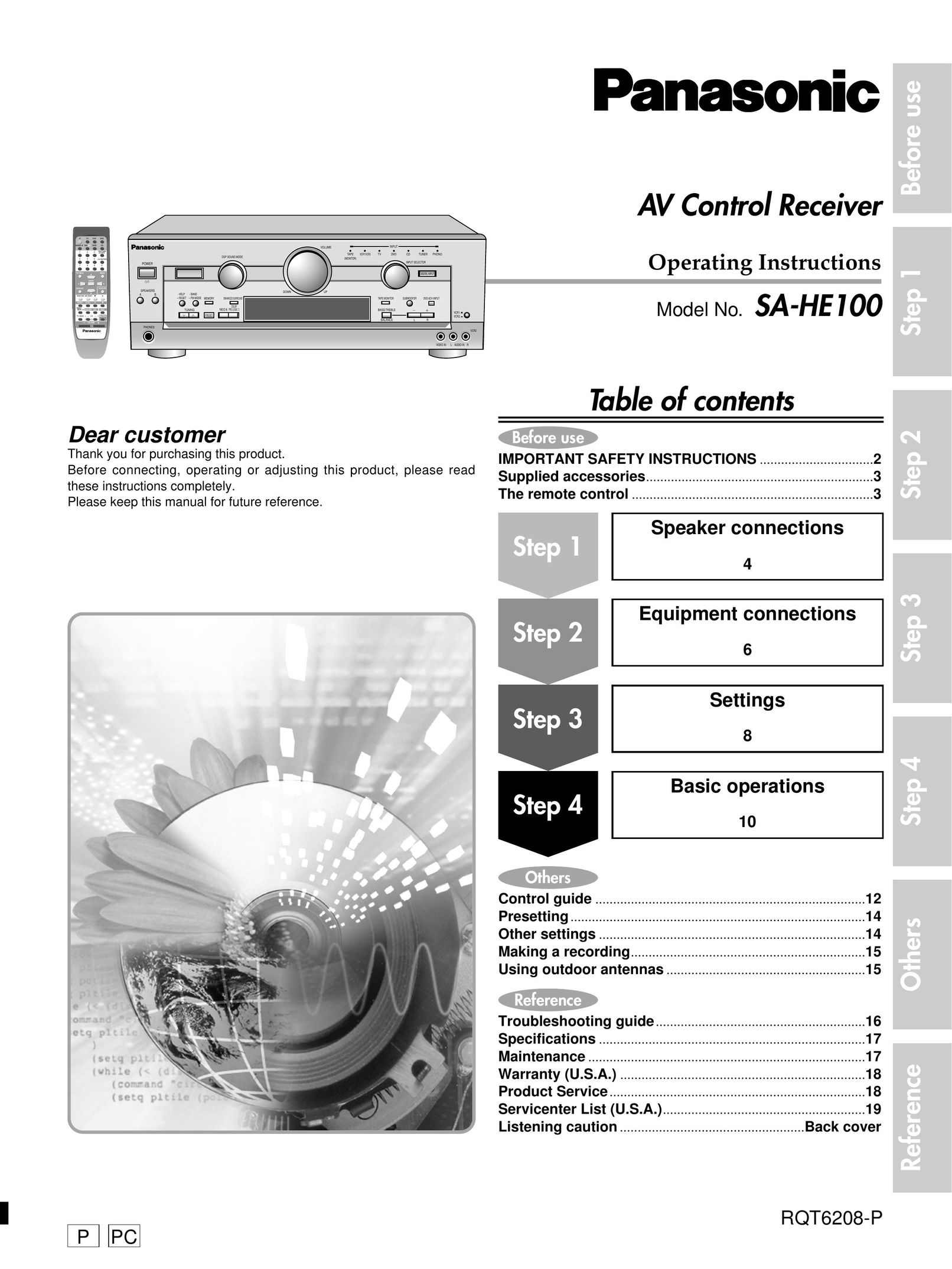 Panasonic SA-HE100 Stereo System User Manual