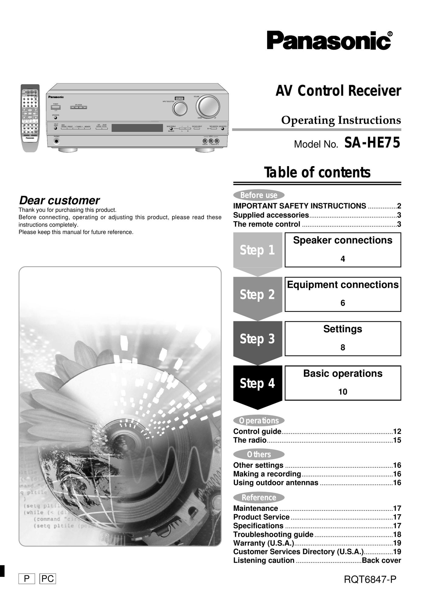 Panasonic SA-HE75 Stereo System User Manual