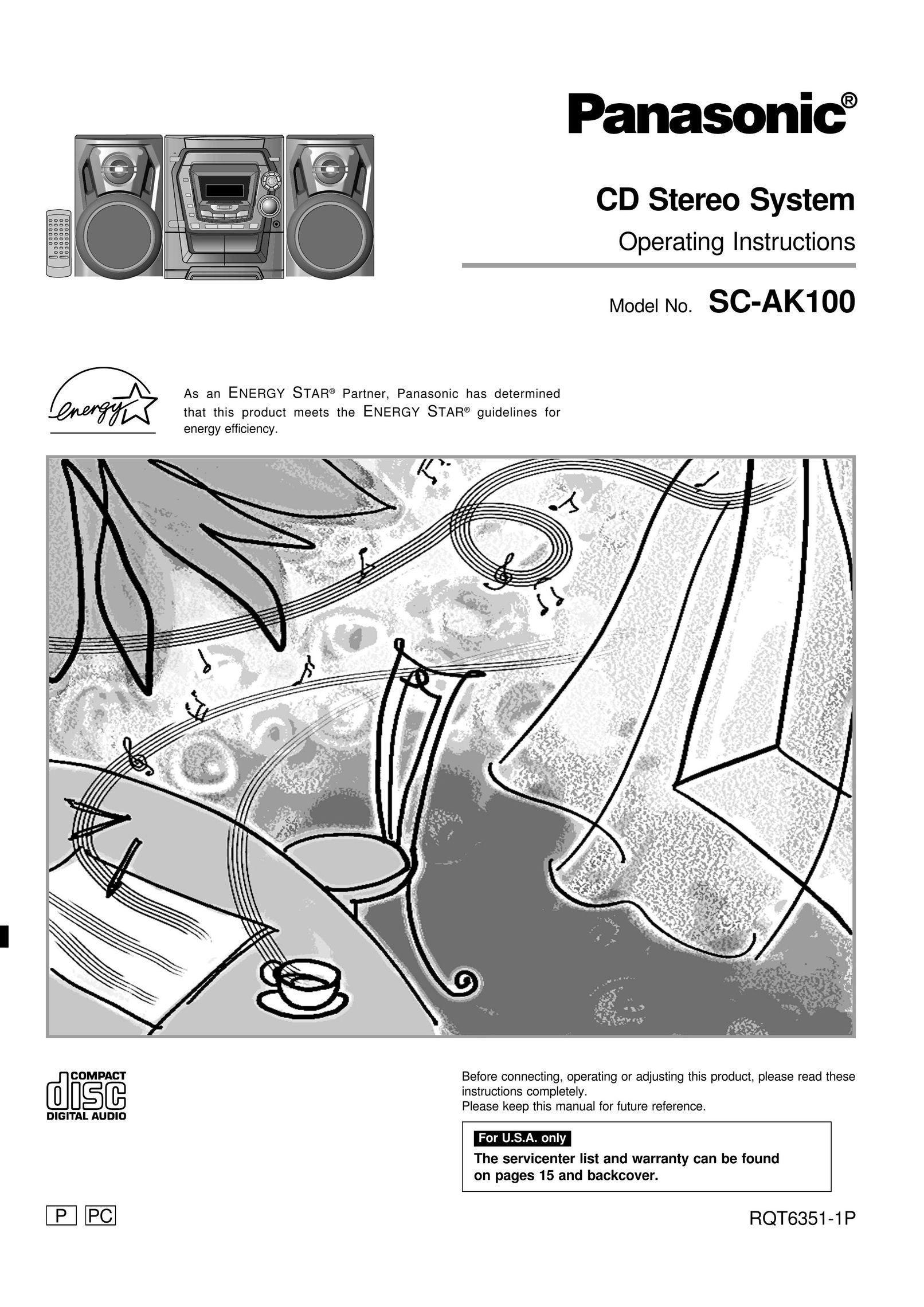 Panasonic SC-AK100 Stereo System User Manual