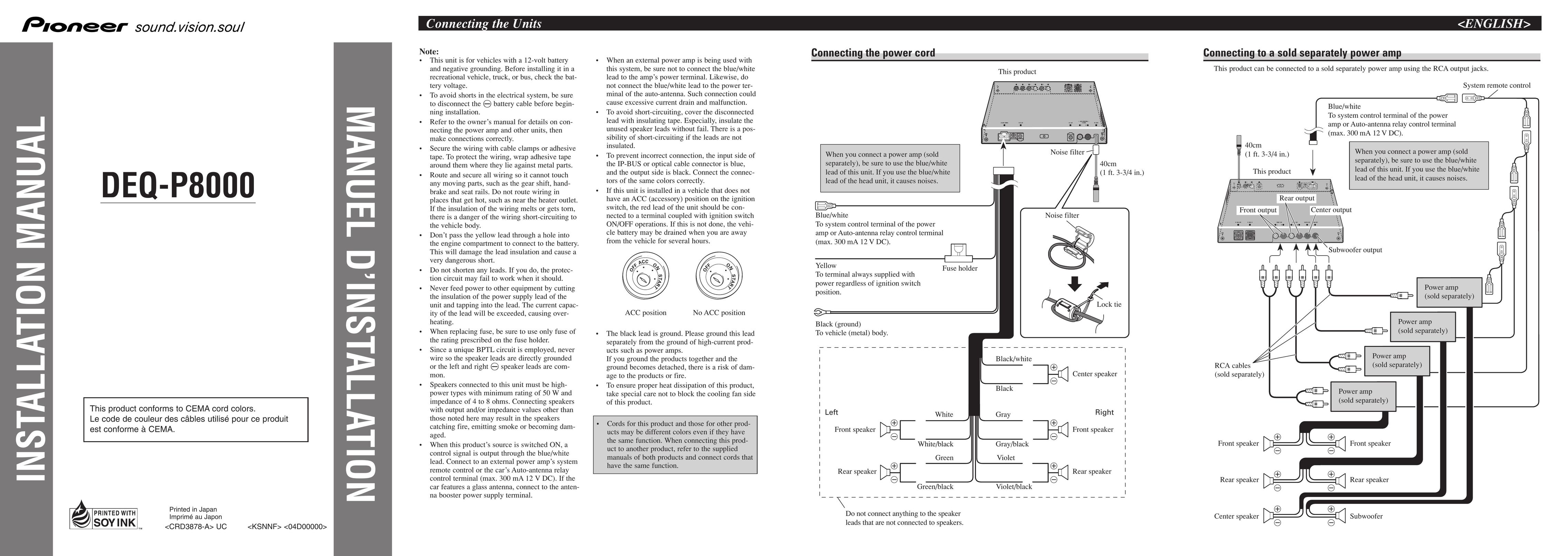 Pioneer DEQ-P8000 Stereo System User Manual