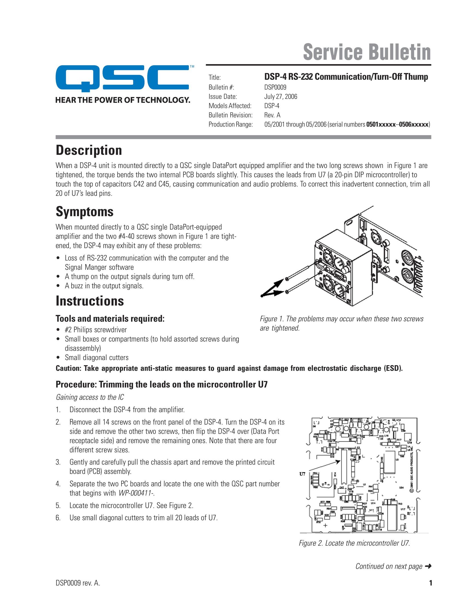 QSC Audio DSP-4 RS-232 Stereo System User Manual