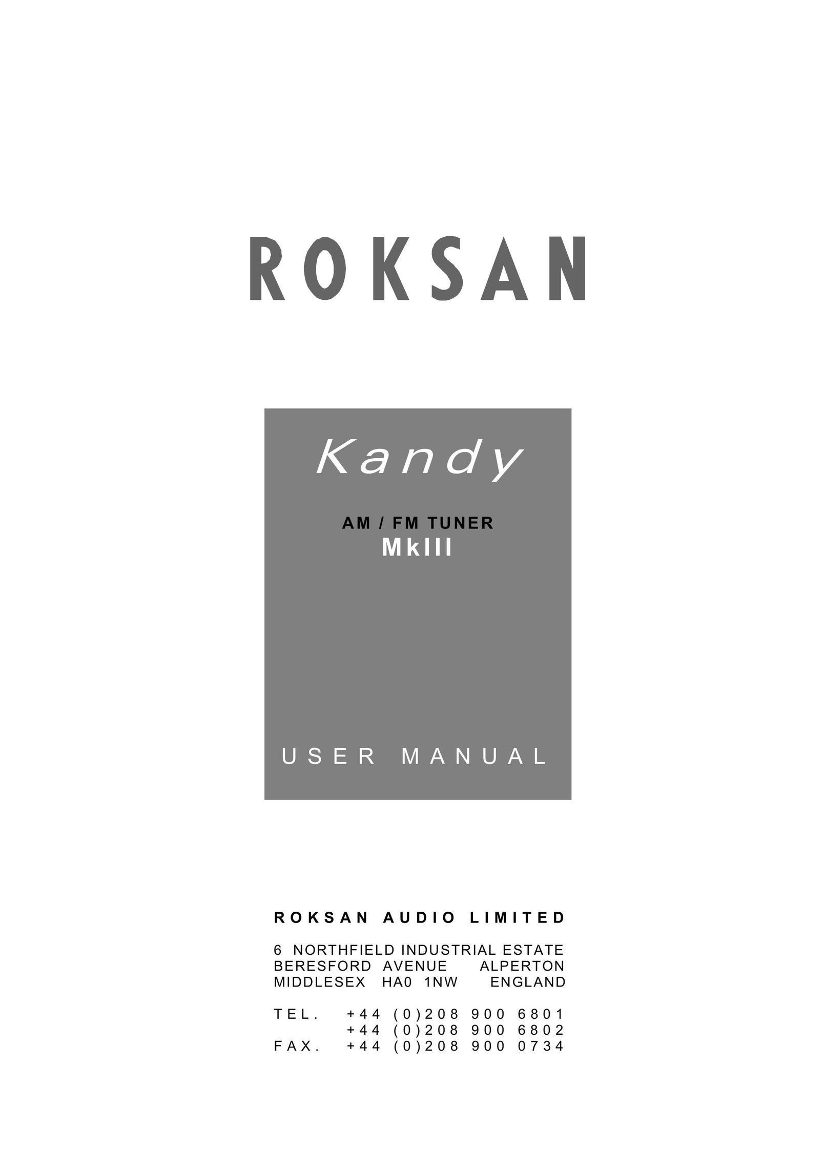 Roksan Audio MK III Stereo System User Manual