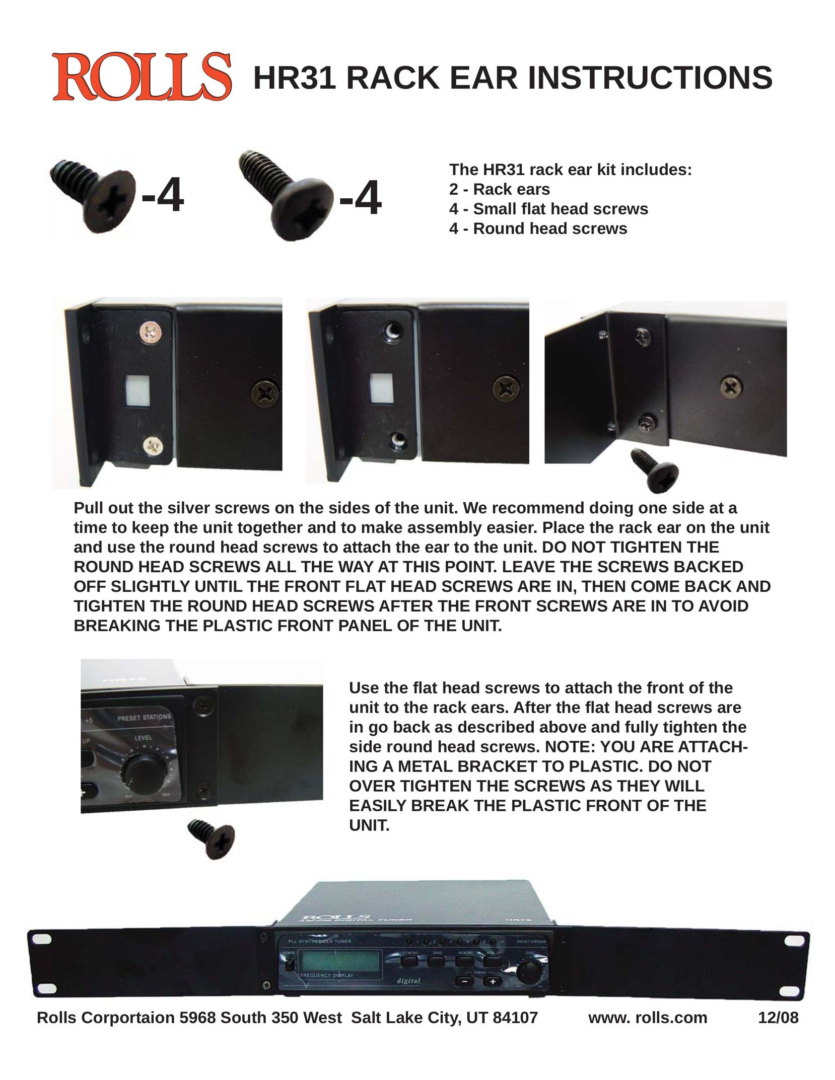 Rolls HR31 Stereo System User Manual