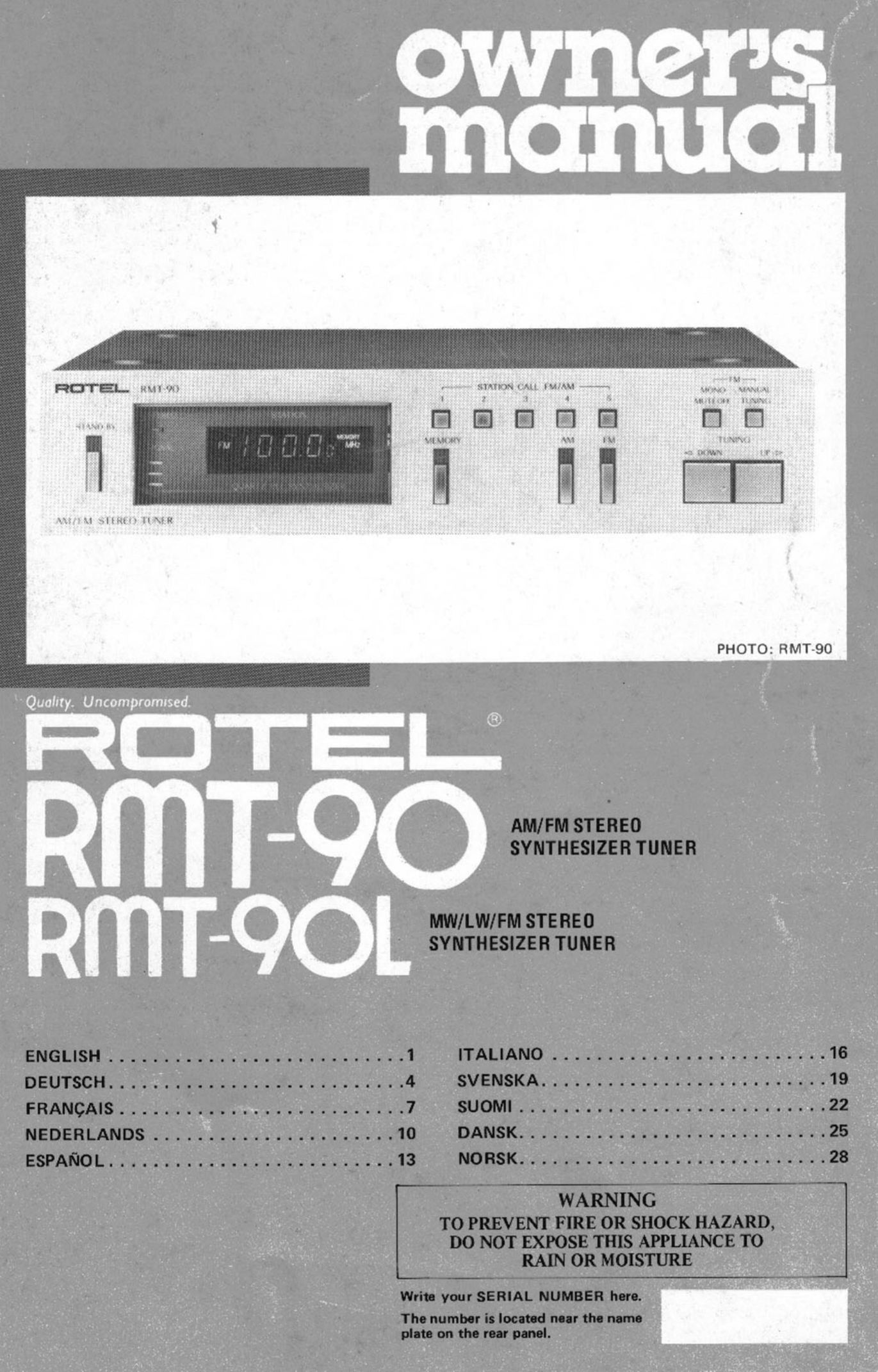 Rotel RMT90-L Stereo System User Manual