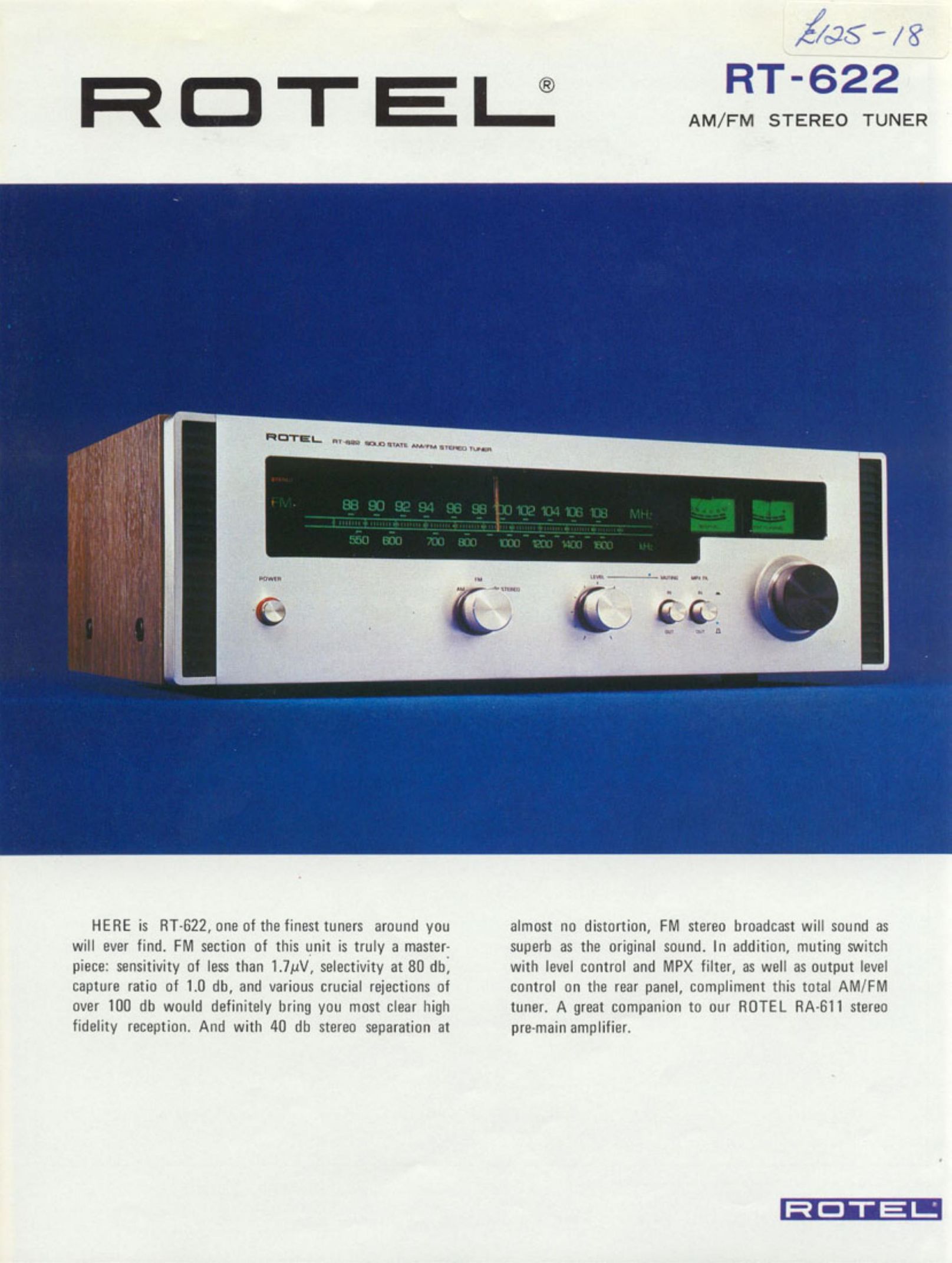 Rotel RT-622 Stereo System User Manual