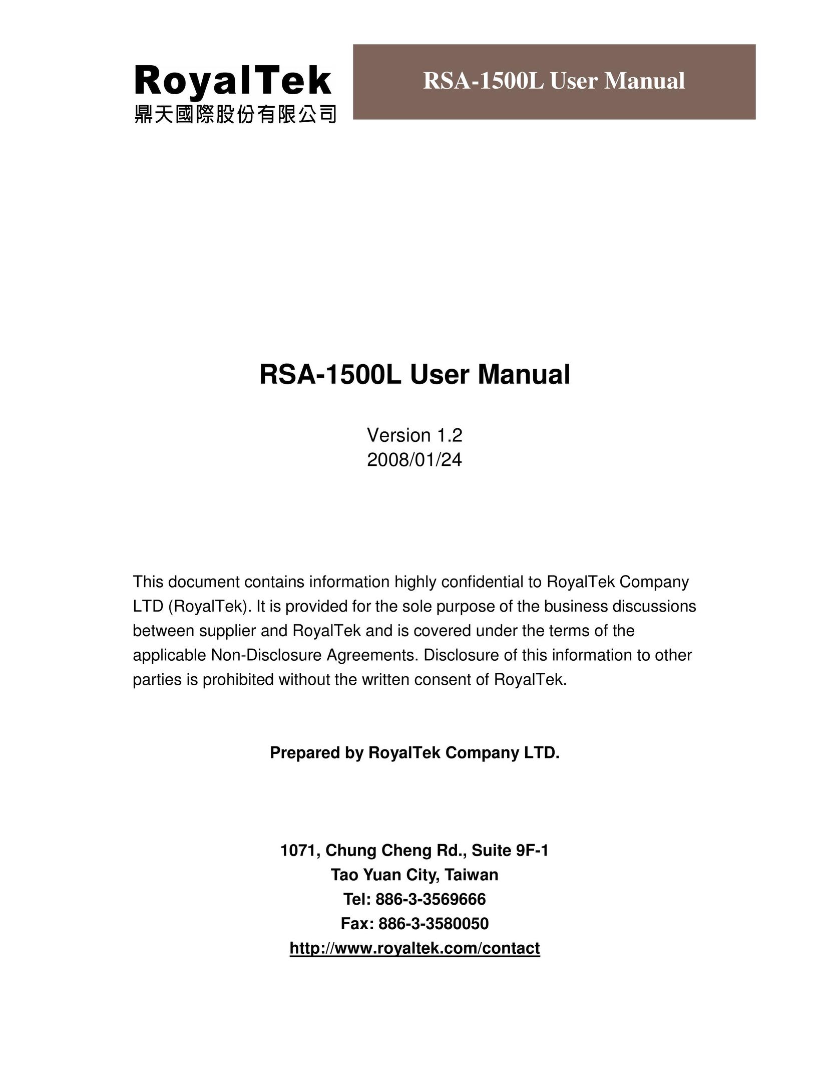 RoyalTek RSA-1500L Stereo System User Manual