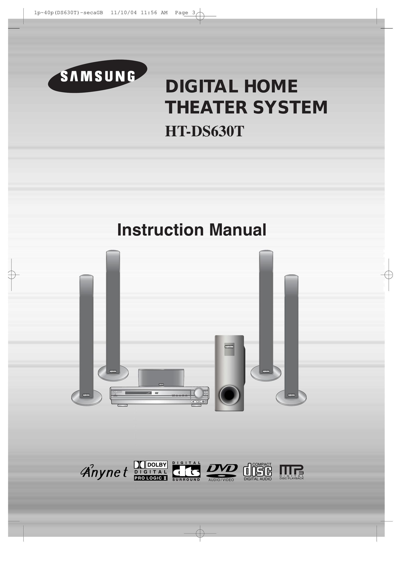 Samsung HT-DS630T Stereo System User Manual