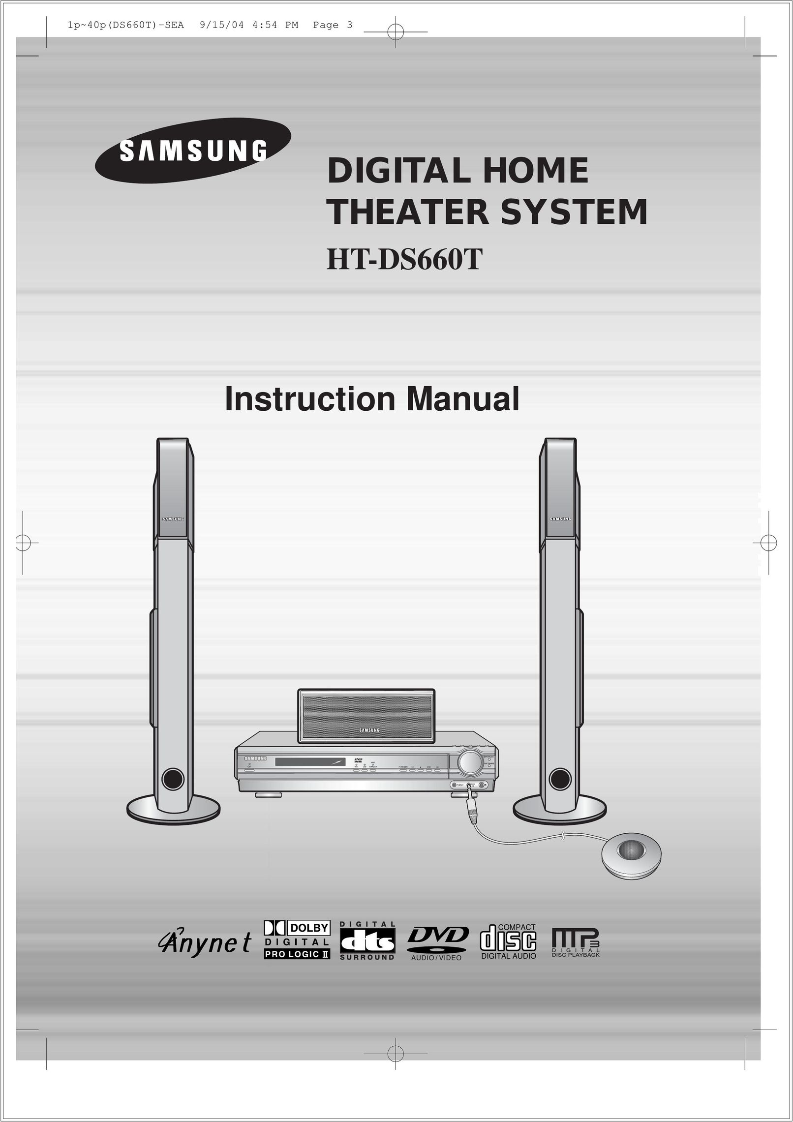 Samsung HT-DS660T Stereo System User Manual