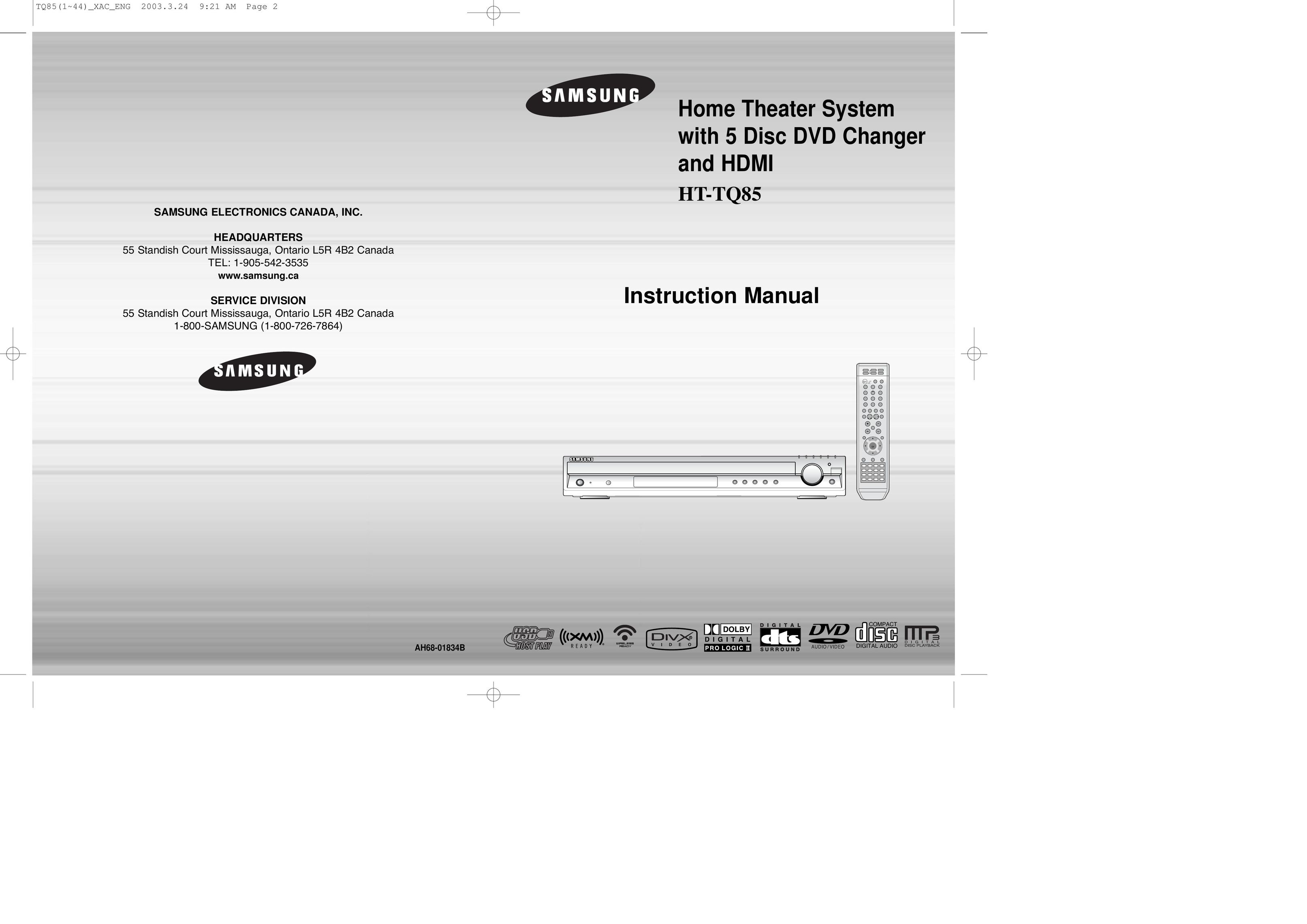 Samsung HT-TQ85 Stereo System User Manual