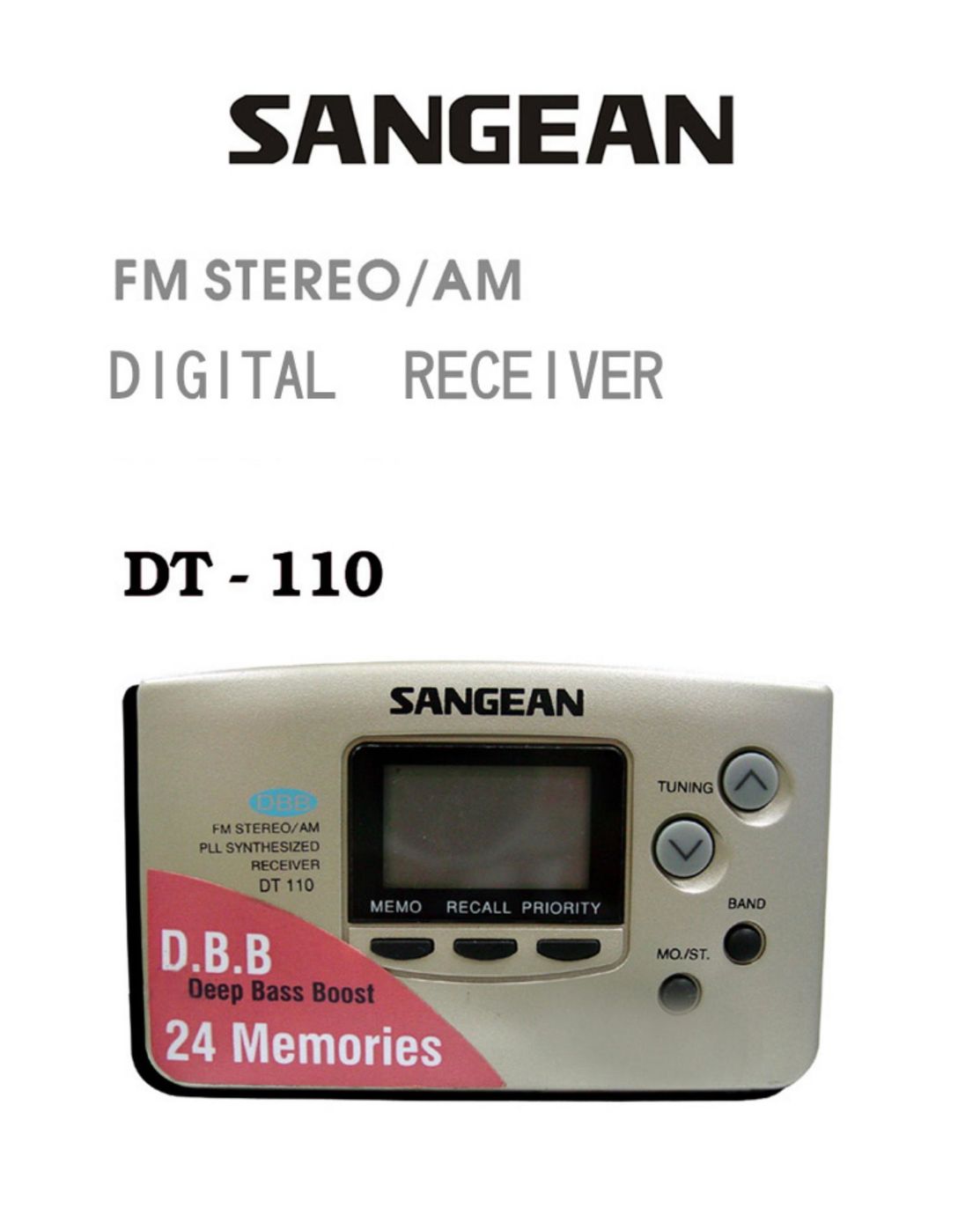Sangean Electronics DT-110 Stereo System User Manual
