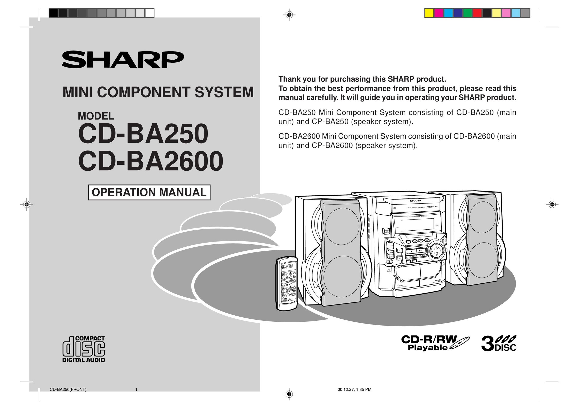 Sharp CD-BA250 Stereo System User Manual