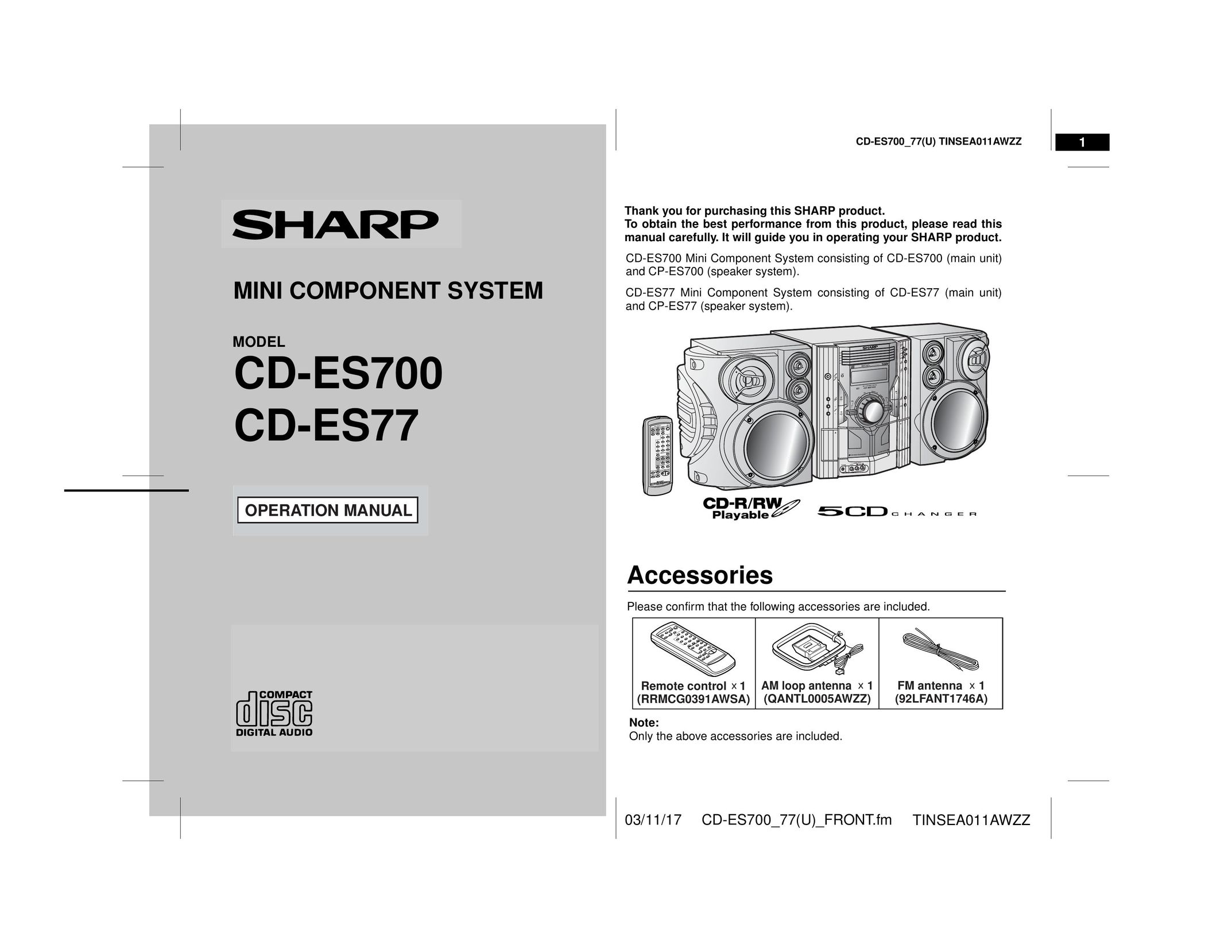 Sharp CD-ES700 Stereo System User Manual