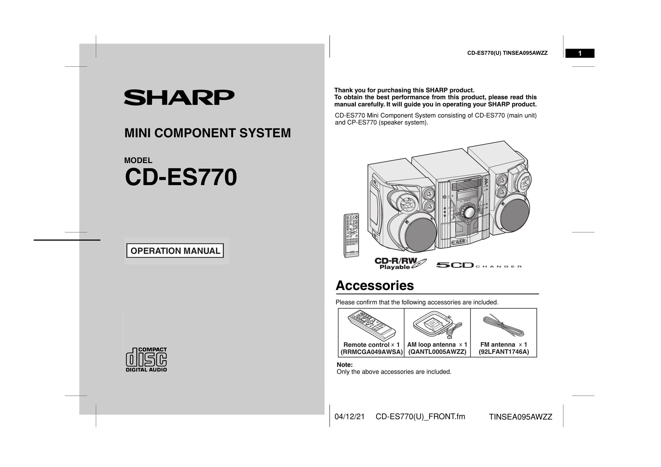 Sharp CD-ES770 Stereo System User Manual