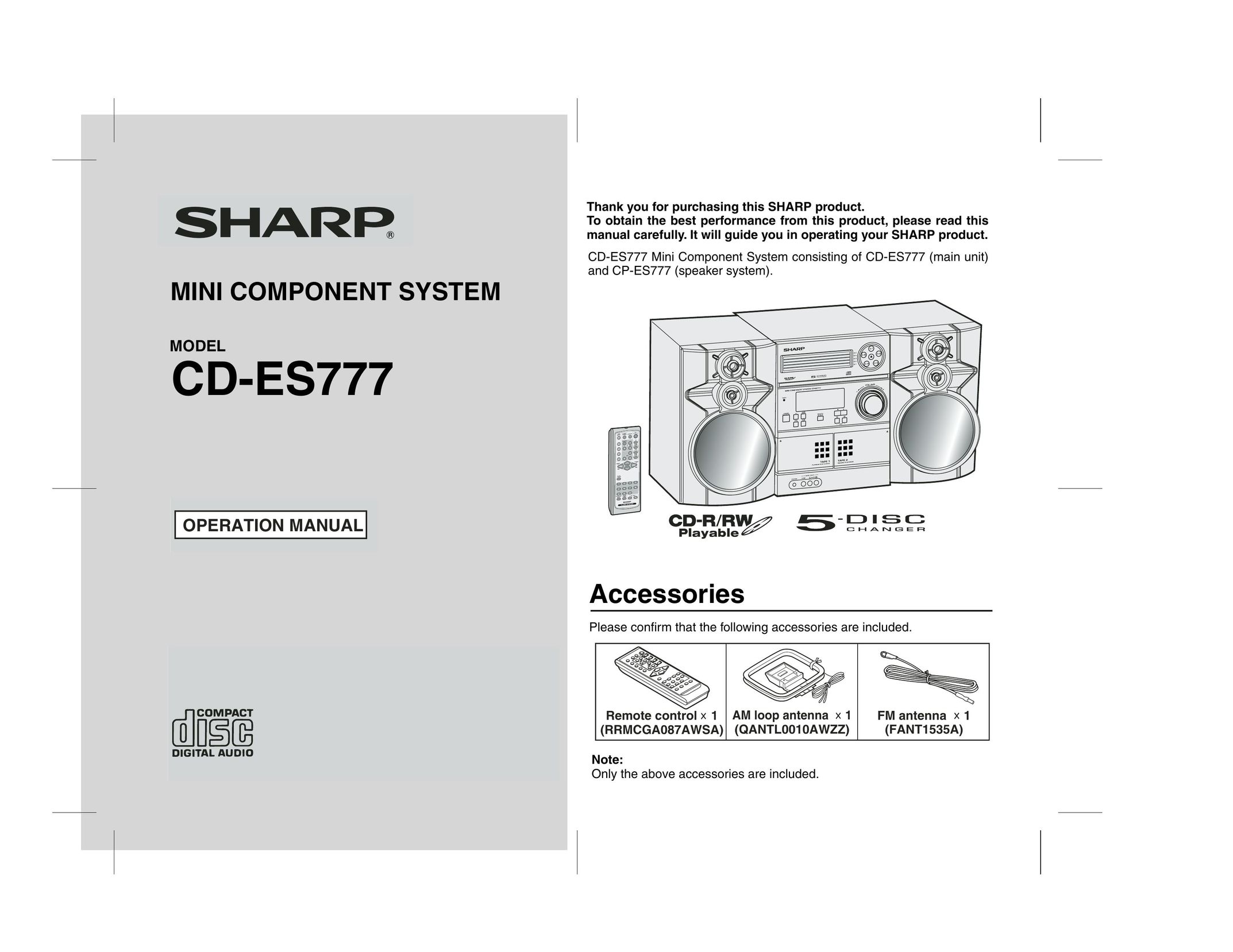 Sharp CD-ES777 Stereo System User Manual