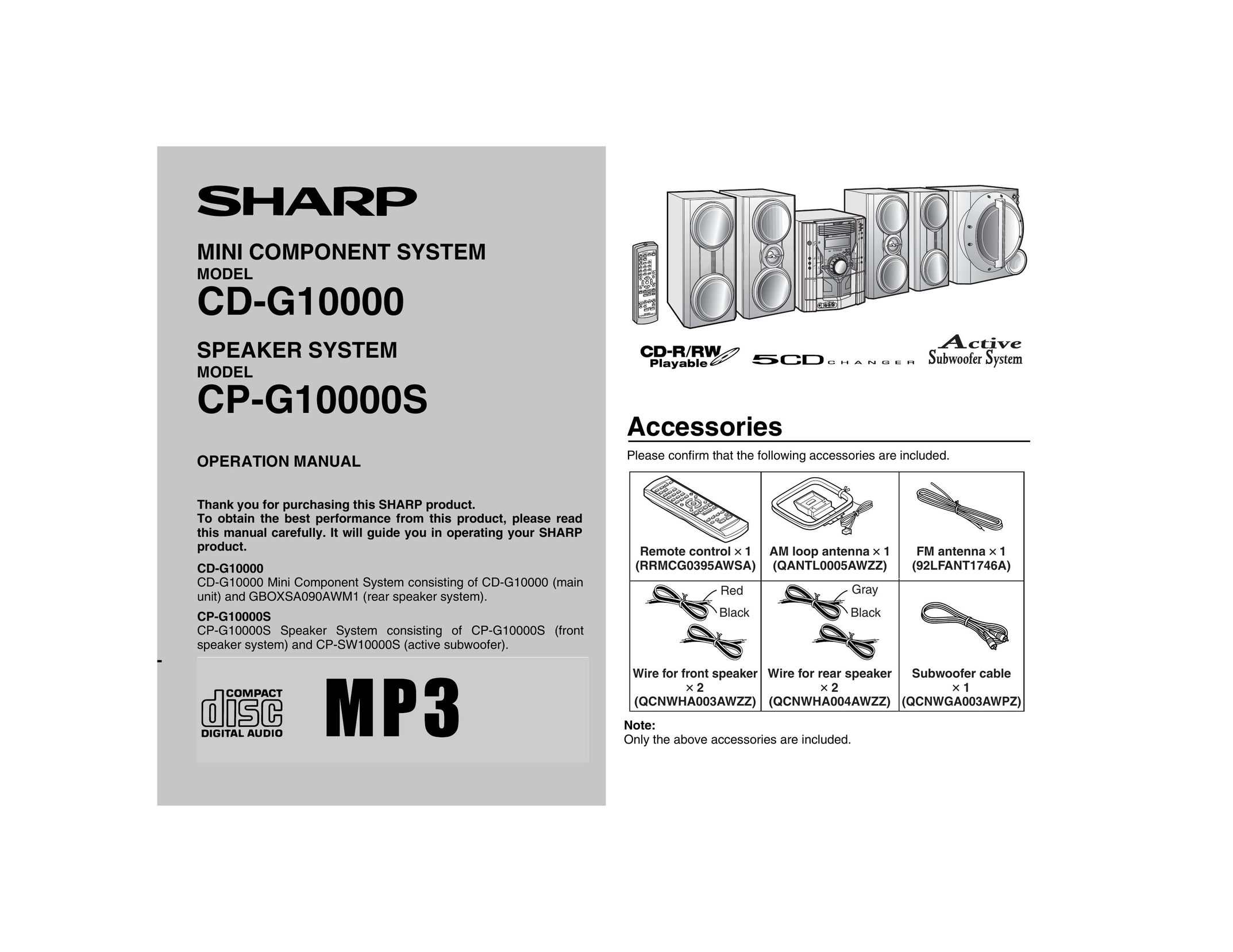 Sharp CD-G10000 Stereo System User Manual