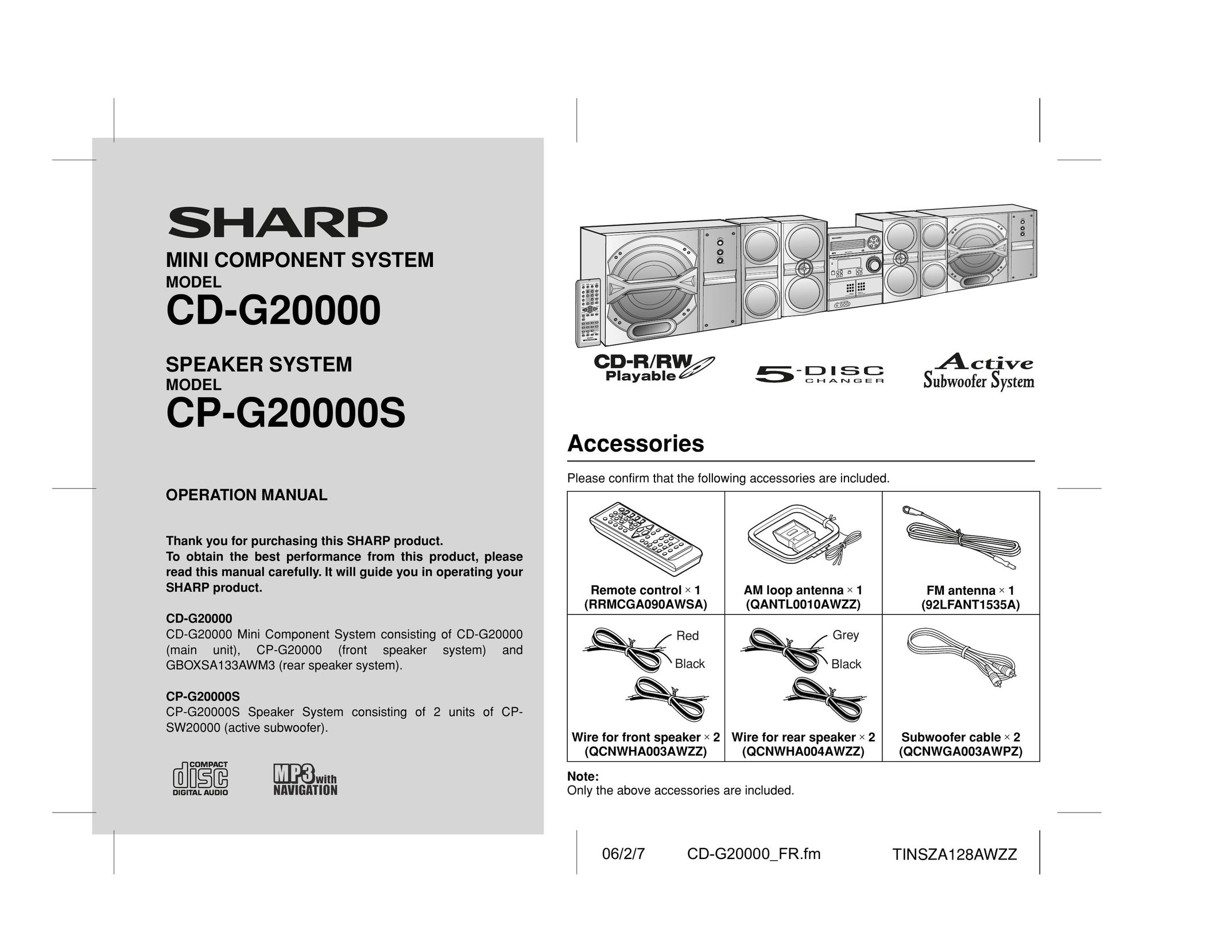 Sharp CD-G20000 Stereo System User Manual