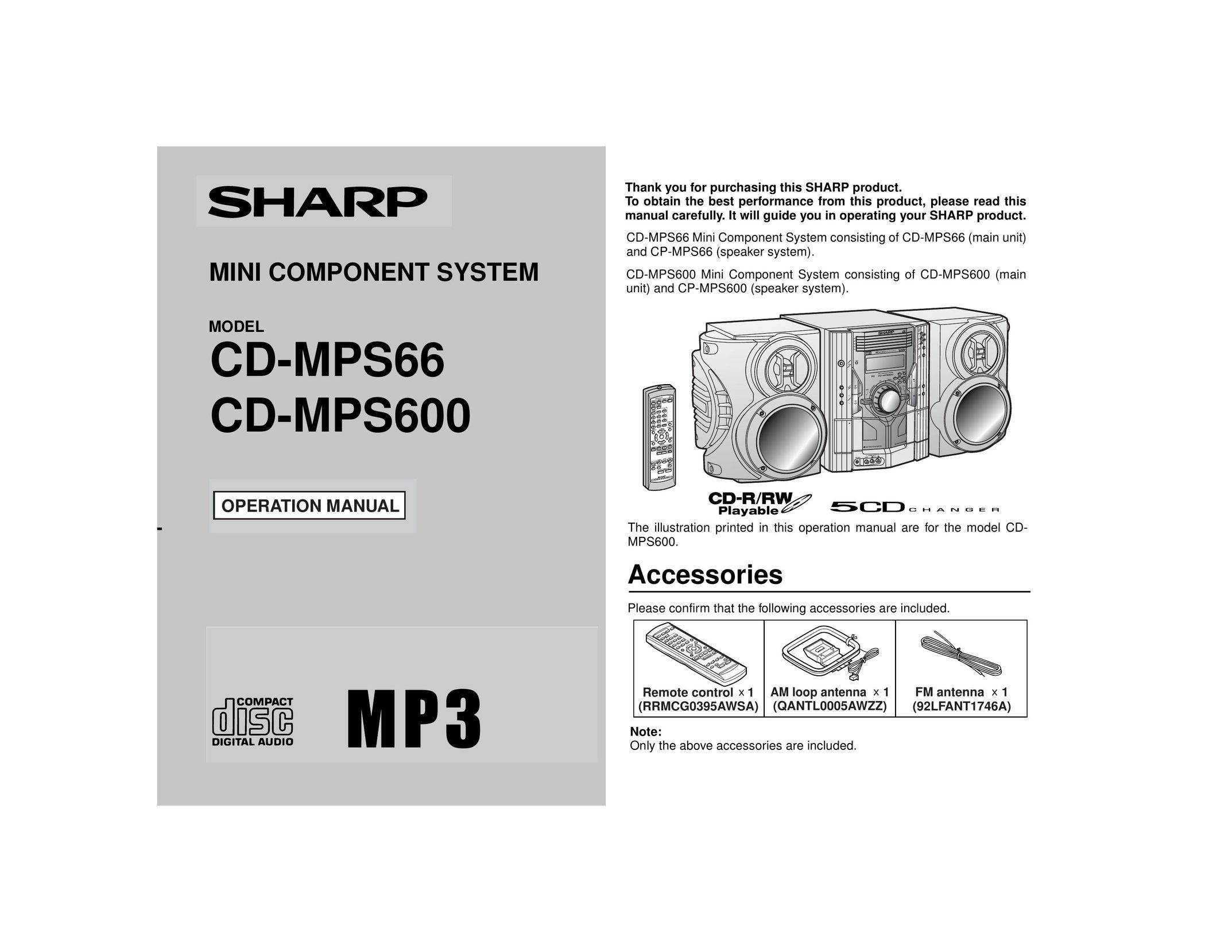 Sharp CD-MPS600 Stereo System User Manual